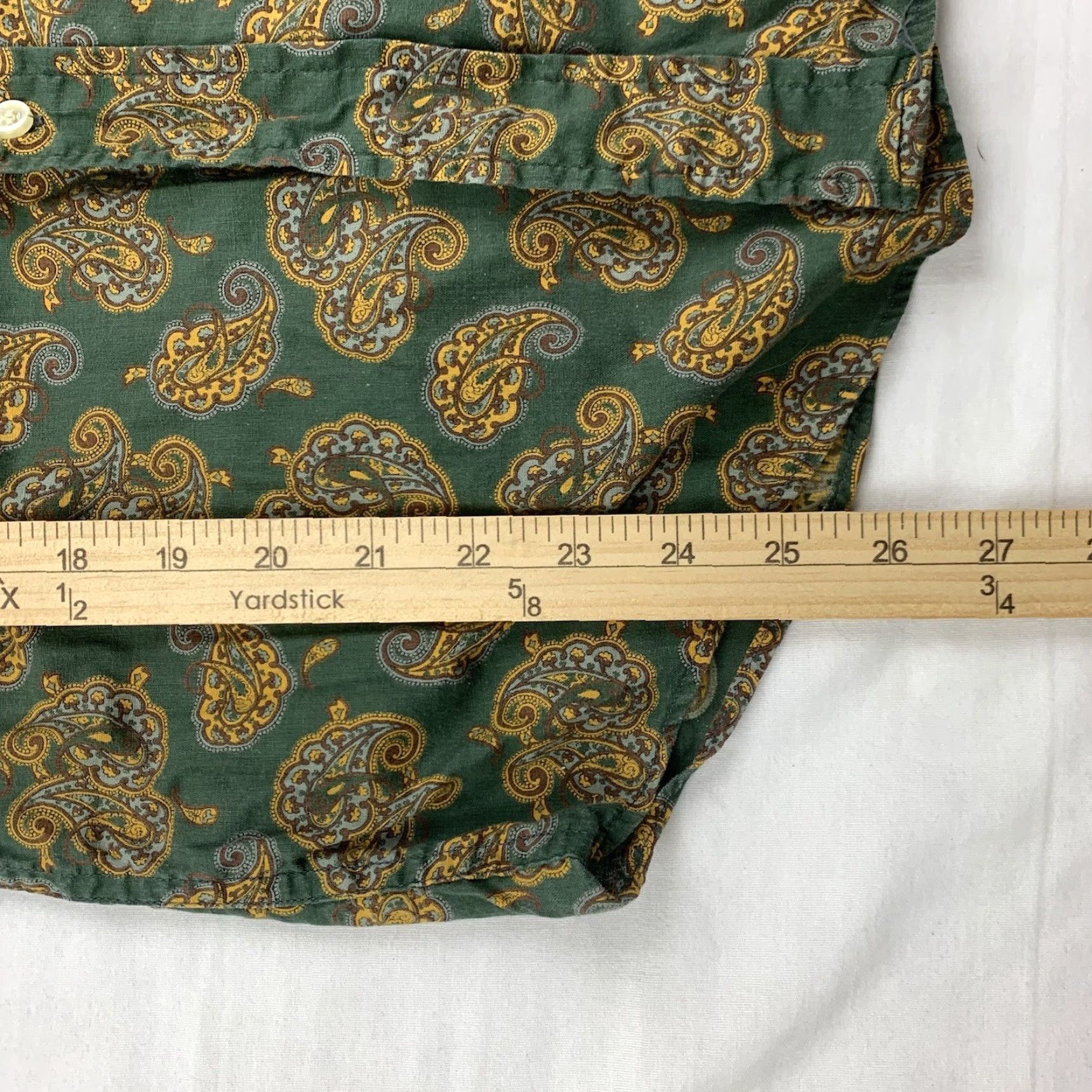 Vintage VINTAGE Model Button-Up Shirt Womens 16 Green Paisley Long Sleeve 1970s Classic Size XXL / US 16-18 / IT 52-54 - 7 Thumbnail
