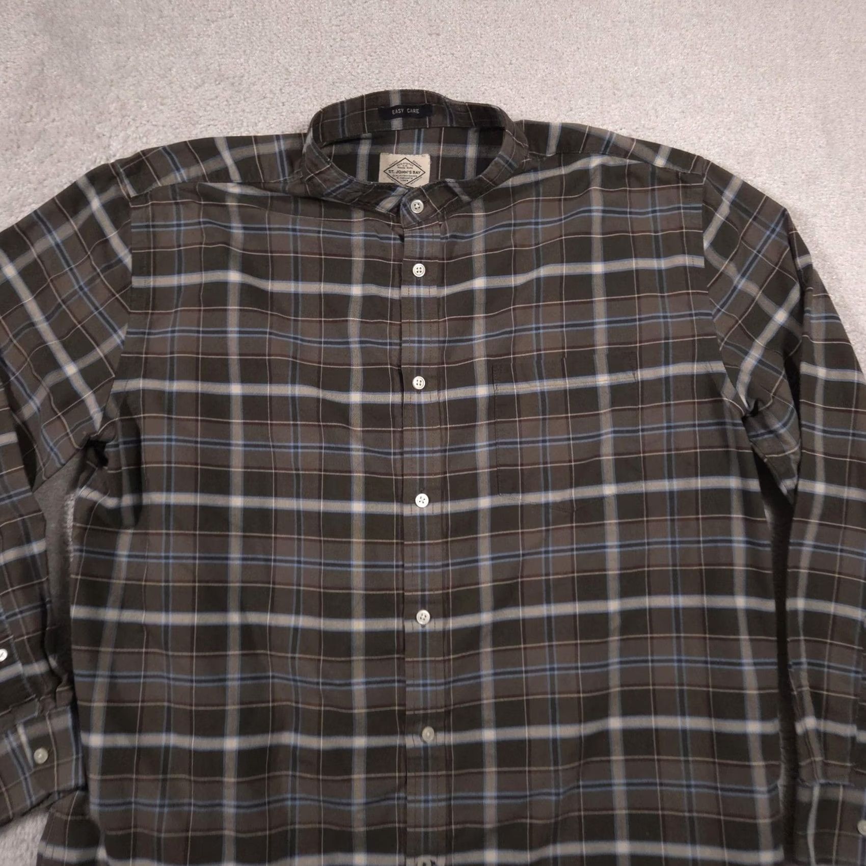 Vintage St. Johns Bay Shirt Mens XL Brown Plaid Button Front Long Sleeve Easy Care Casual Size US XL / EU 56 / 4 - 4 Thumbnail
