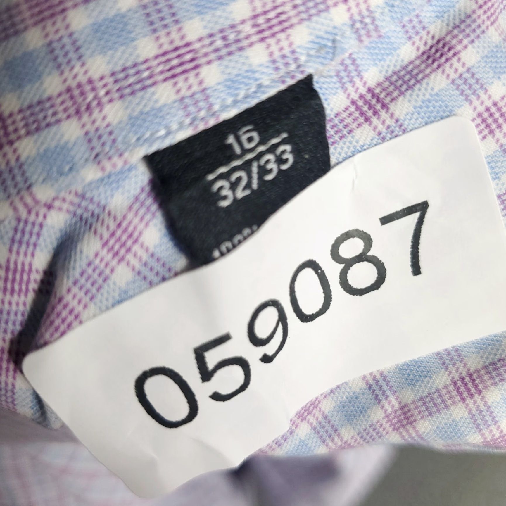 David Donahue David Donahue Shirt Mens Size 16 Blue Purple Plaid Dress Button Up Long Sleeve Size 42R - 8 Thumbnail