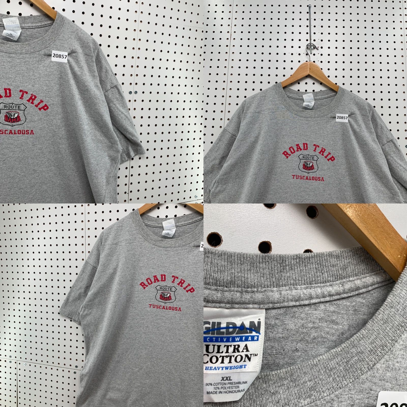 Gildan Vintage Gildan T-Shirt Men 2XL Short Sleeve Gray University Sports Road Trip Tuscaloosa BAMA Size US XXL / EU 58 / 5 - 8 Thumbnail