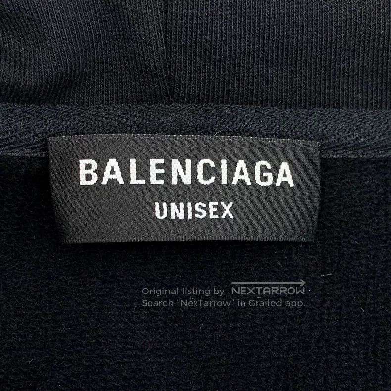 Balenciaga Balenciaga Black Logo Letter Printed Cotton Hooded Long Sl Size US L / EU 52-54 / 3 - 5 Thumbnail