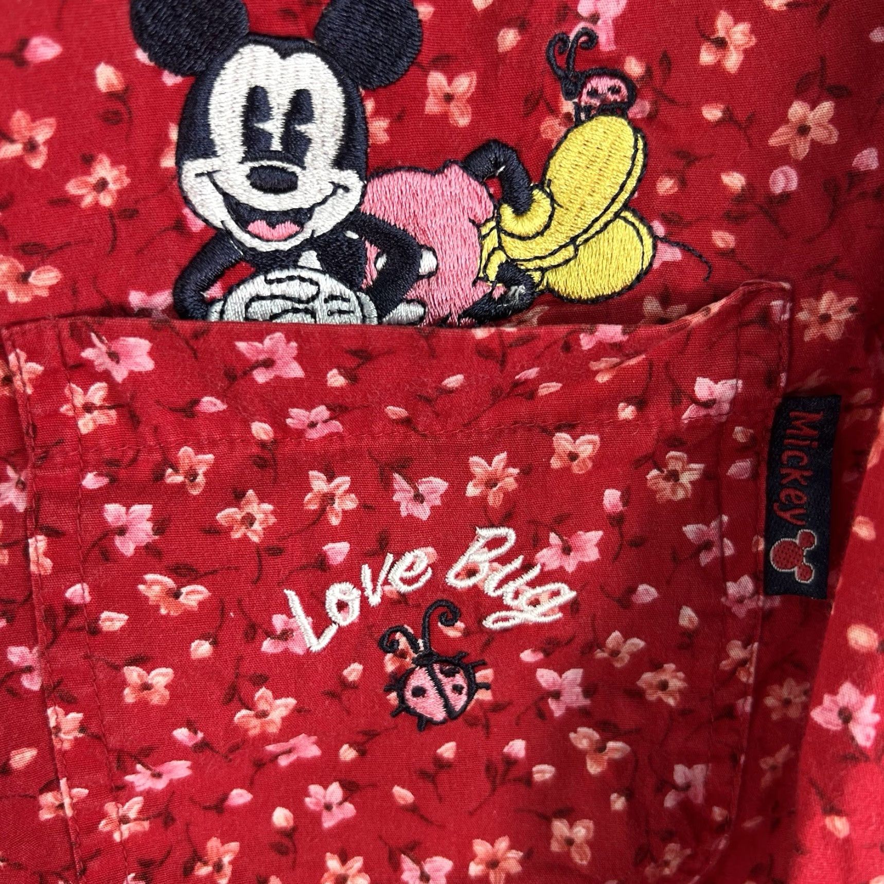 Mickey Unlimited VINTAGE Mickey Unlimited Floral Love Embroidered Button-Up Shirt Womens 16W Red 90s Cartoon All Seasons Size XXL / US 16-18 / IT 52-54 - 4 Thumbnail