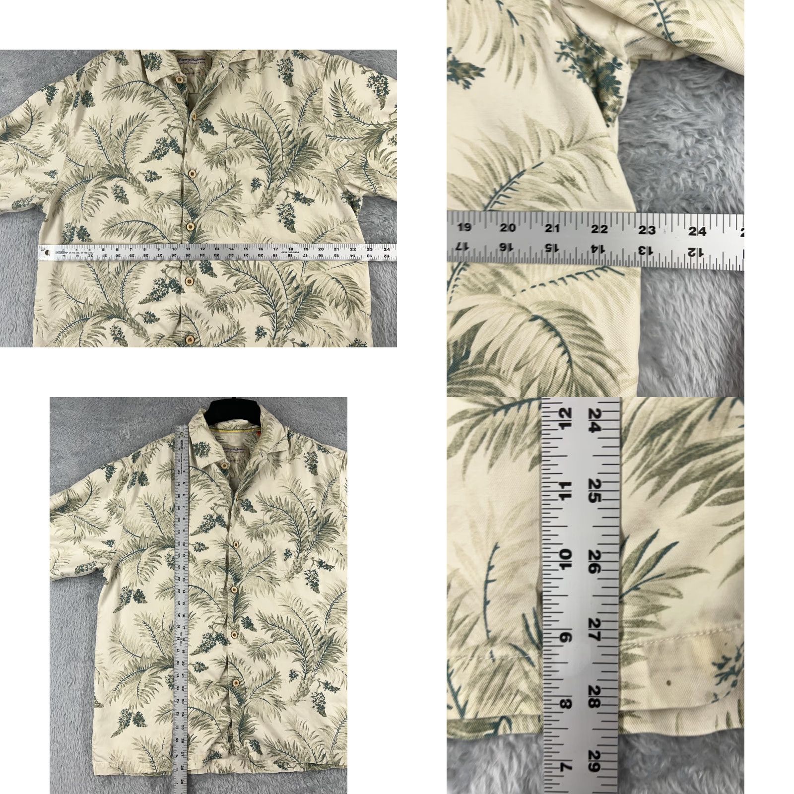 Tommy Bahama Tommy Bahama Shirt Men Large Ivory Palm Print Heritage Tortola Silk Button Up Size US L / EU 52-54 / 3 - 8 Thumbnail