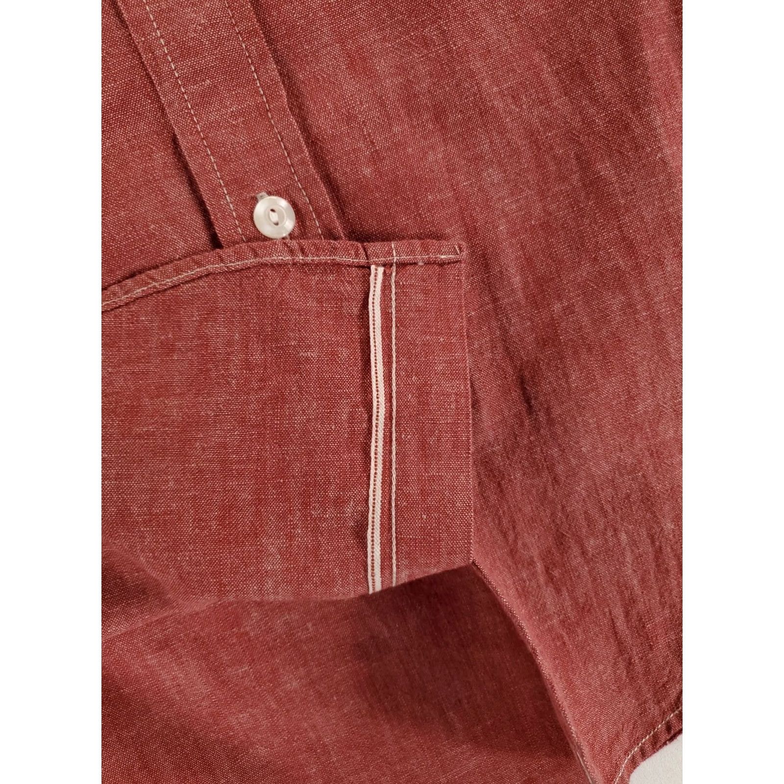 J.Crew J.CREW Shirt Button Down Chambray Japanese Selvedge Red Slim Mens XS Red Long Sleeve Shirt Size US XS / EU 42 / 0 - 3 Thumbnail