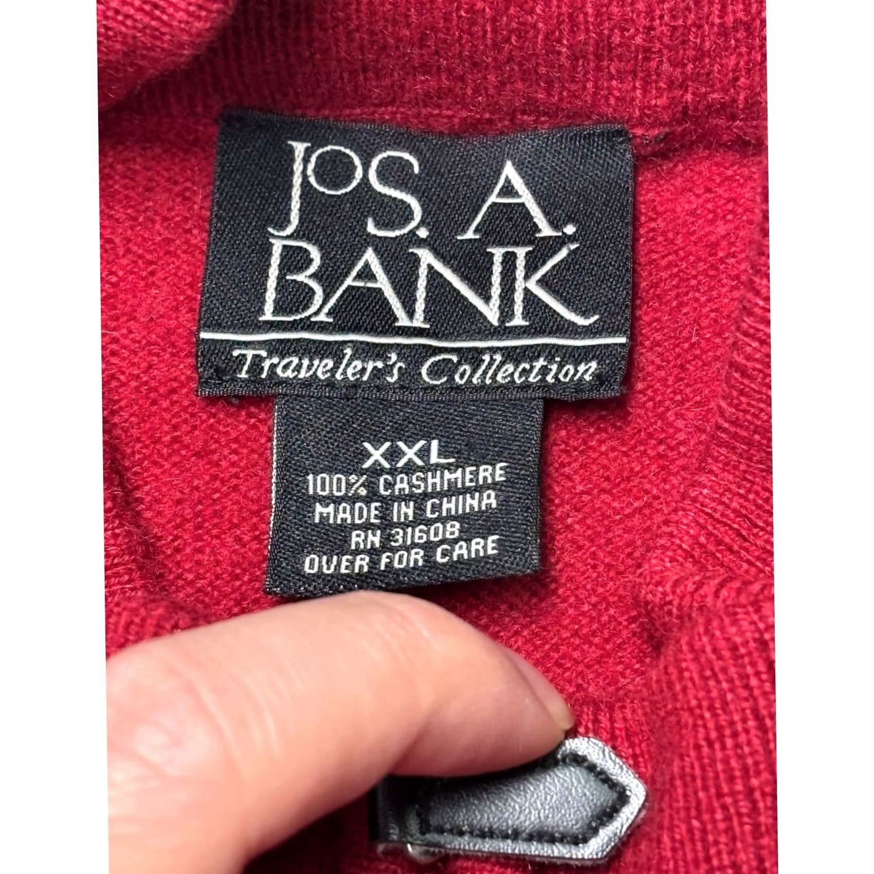 Jos. A. Bank Jos A Bank Travelers Collection Red 100% Cashmere Quarter Zip Sweater Mens 2XL Ribbed Mock Neck Zipper Pullover Size US XXL / EU 58 / 5 - 2 Thumbnail