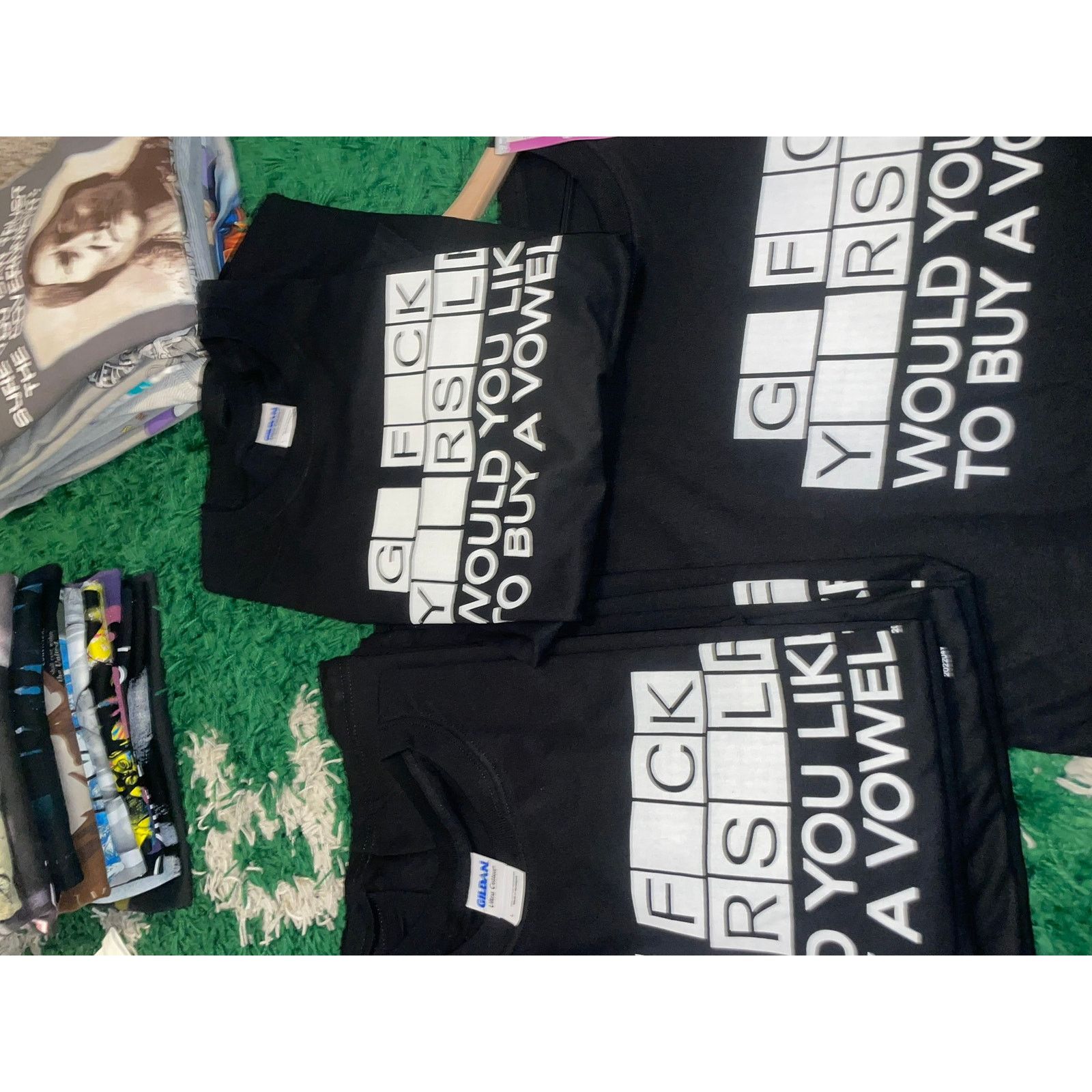 Gildan Y2K Go F Yourself Buy A Vowel Humor Joke Black Shirt Large Size US L / EU 52-54 / 3 - 10 Thumbnail