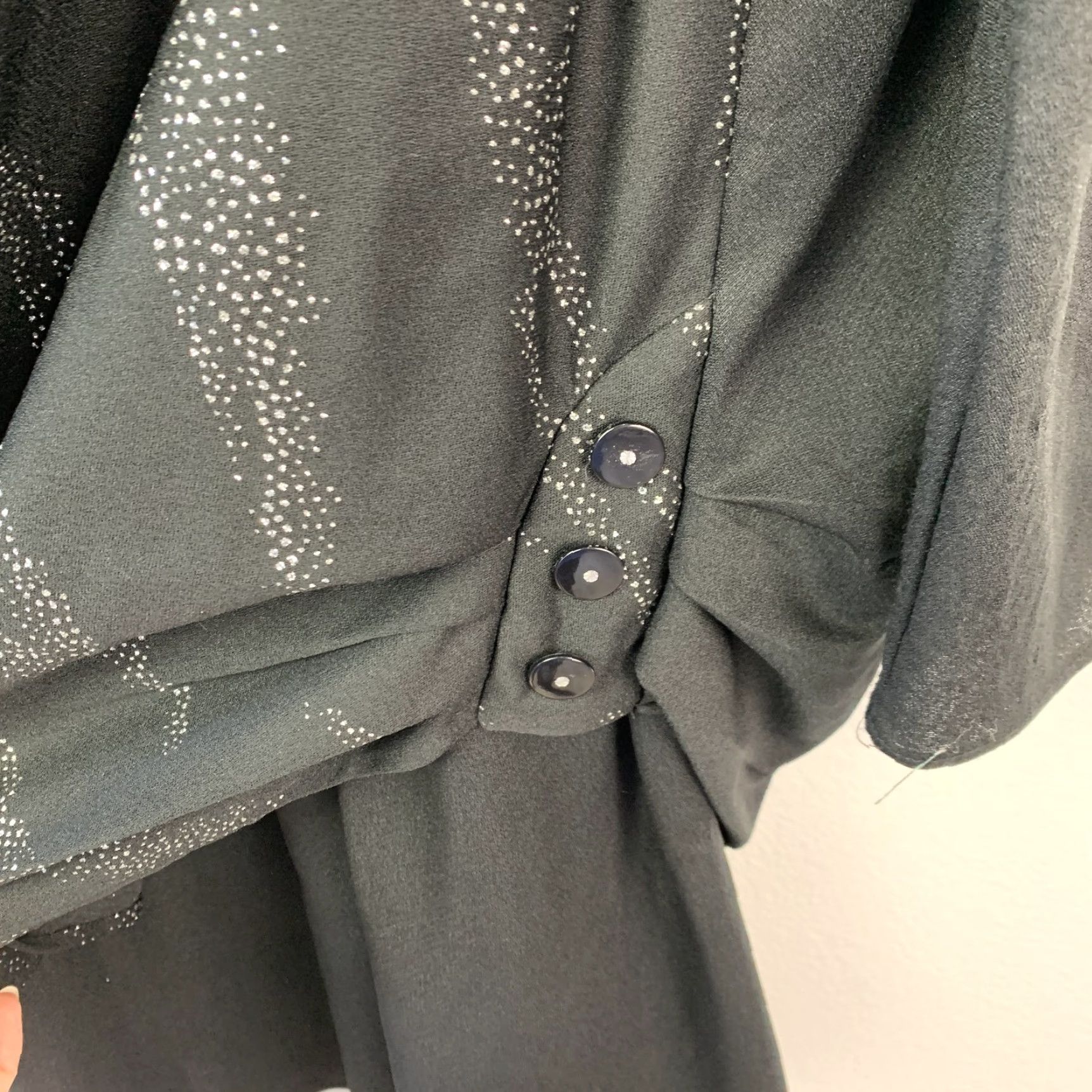 Vintage VINTAGE Earth Angel Dress Women's 17/18 Plus Overlay Geometric Dotted 80s Party Cocktail Long Sleeve Round Neck Knee Length Size XXL / US 16-18 / IT 52-54 - 4 Thumbnail