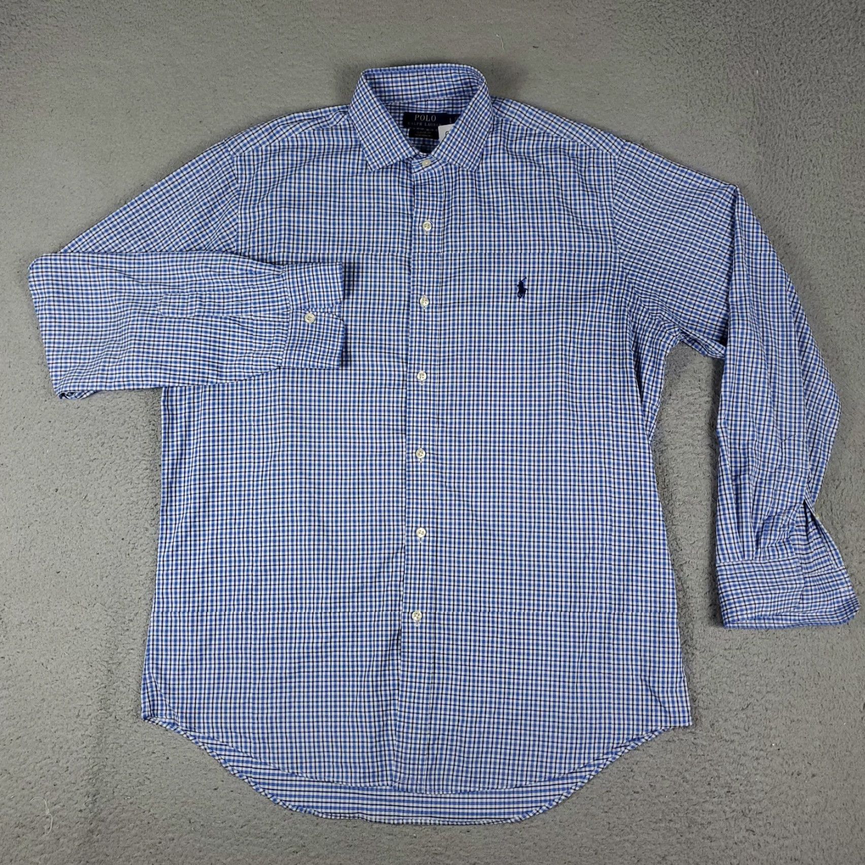 Ralph Lauren Ralph Lauren Shirt Mens Large Blue Plaid Nylon Button-Up Long Sleeve Size US L / EU 52-54 / 3 - 3 Thumbnail