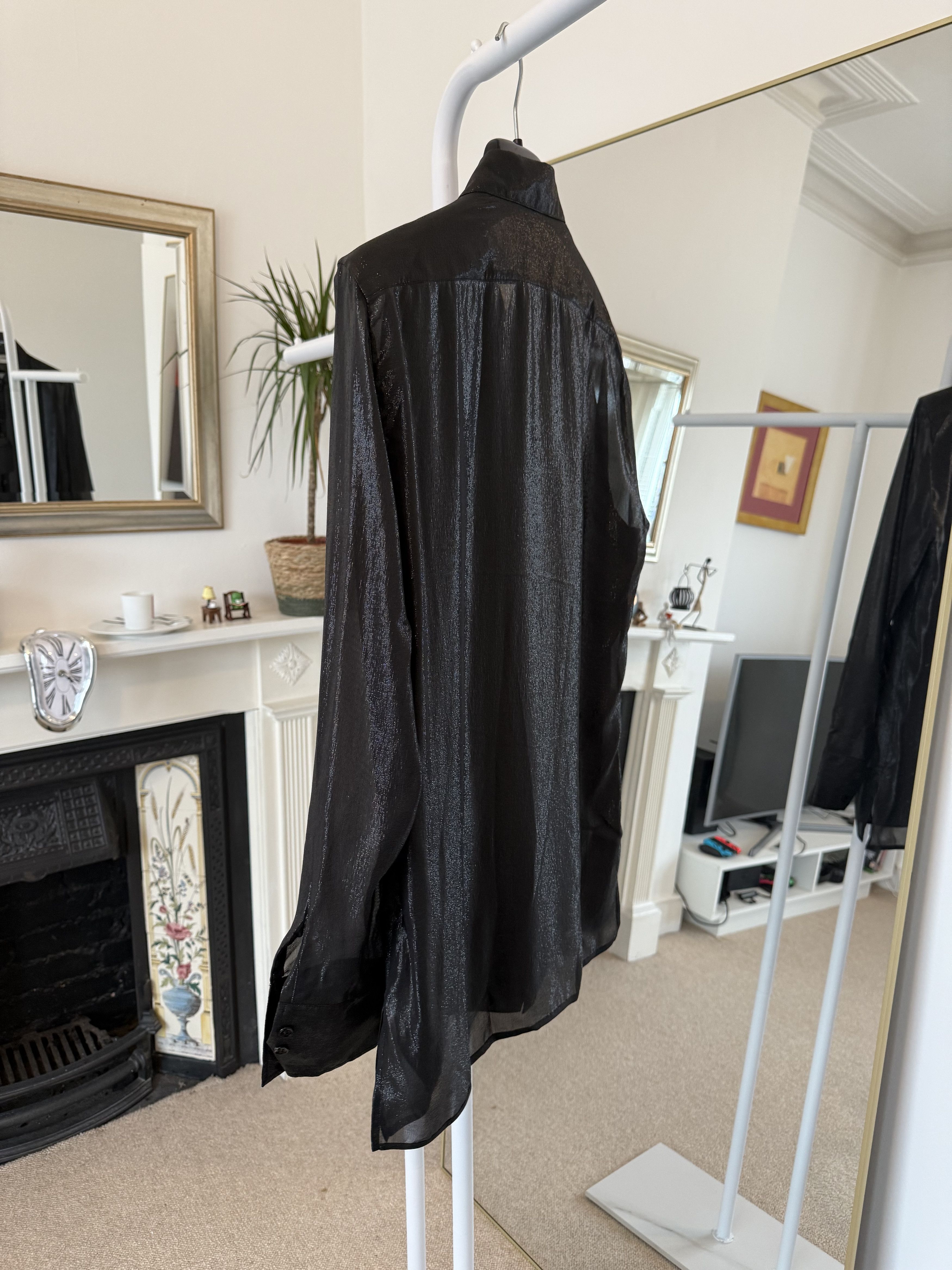 Saint Laurent Paris FW19 Saint Laurent Runway Pleated Glitter Silk Shirt Size US S / EU 44-46 / 1 - 6 Thumbnail