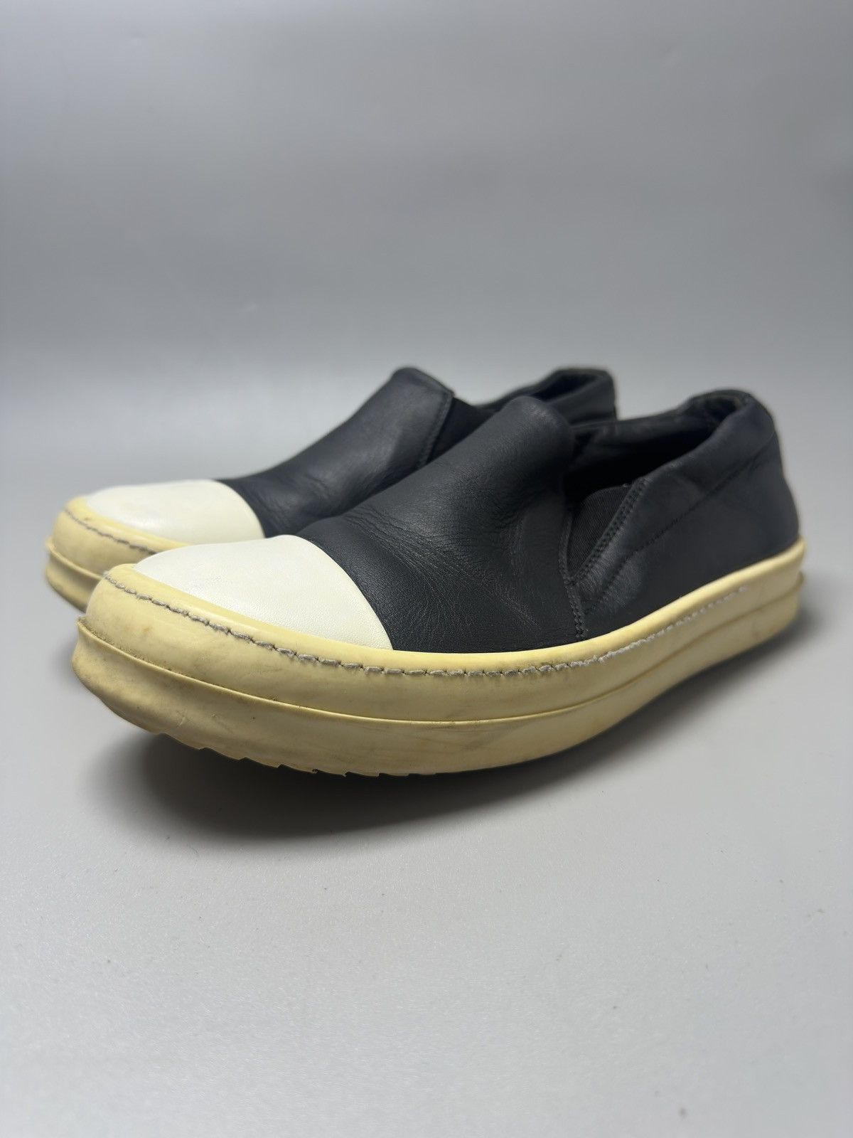 Rick Owens  Leather Slip On Shoes in Black, Men's (Size 5)