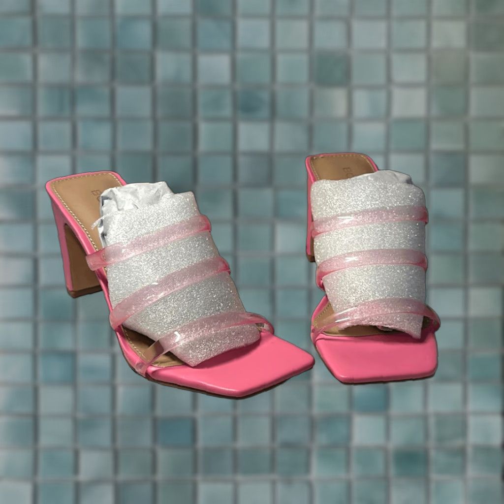 BCBGeneration BCBGeneration Mule Heel Womens 5.5 Pink Clear Strap Bubble Gum 3.5" Heel Size US 6 / IT 36 - 1 Thumbnail