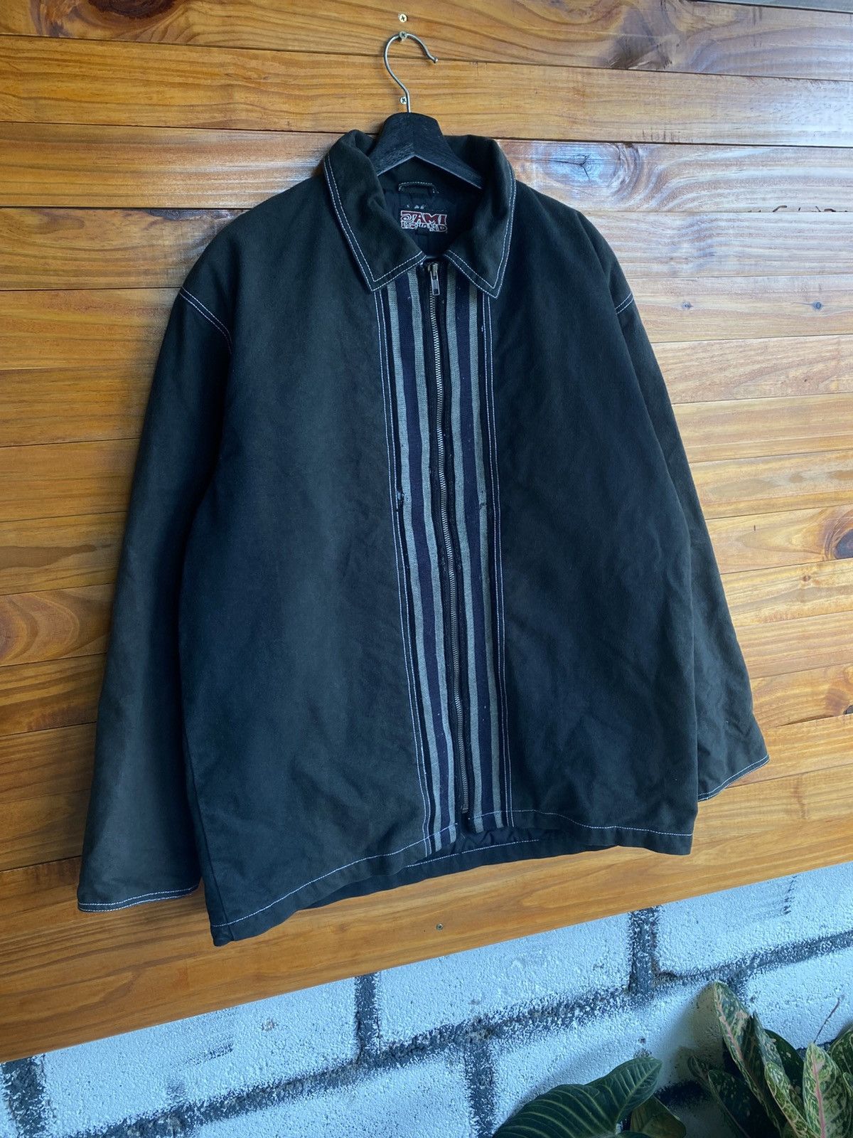 Japanese Brand Vintage 90s Jami Island Black Work Jacket Striped Zip Detail Size US L / EU 52-54 / 3 - 5 Thumbnail