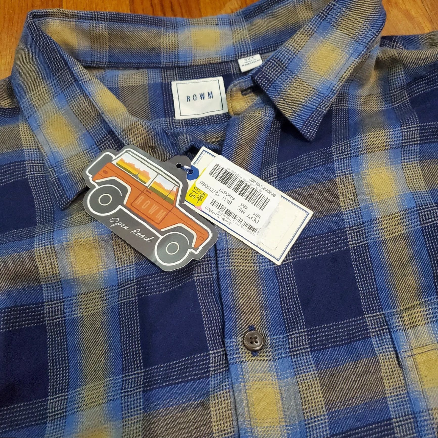 Vintage ROWM Flannel Shirt Button-Up Open Road Brown Blue Plaid Mens 3XT Tall New Size US XXL / EU 58 / 5 - 5 Thumbnail