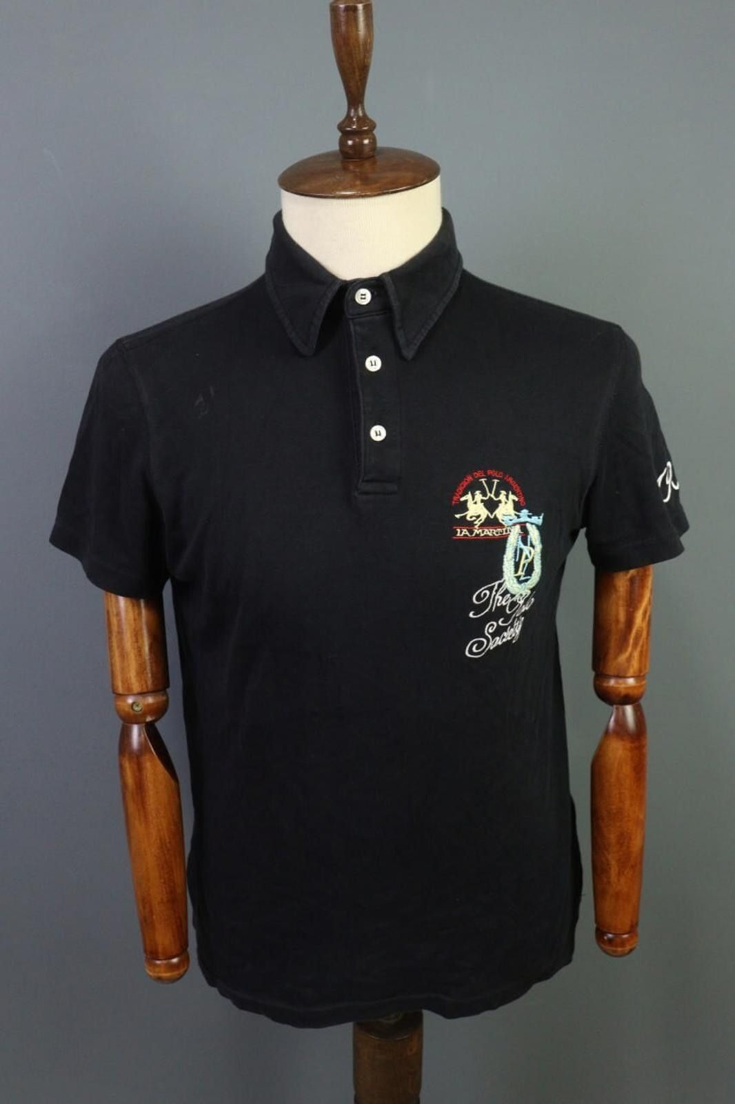 La Martina La Martina Black 100% Cotton Collared Polo Shirt Size L Size US L / EU 52-54 / 3 - 1 Thumbnail