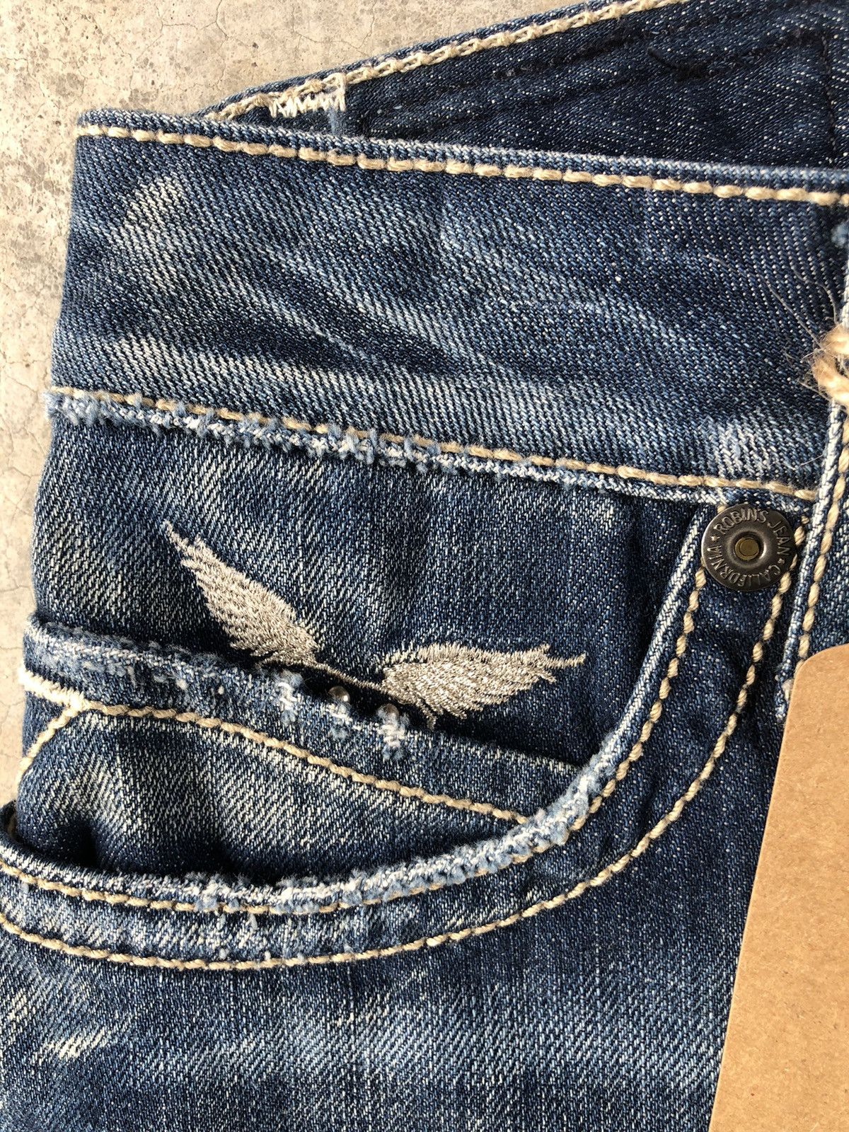 Robins Jeans Vintage Robin’s Embroidered Chrome Distressed Jeans Size US 28 / EU 44 - 14 Thumbnail