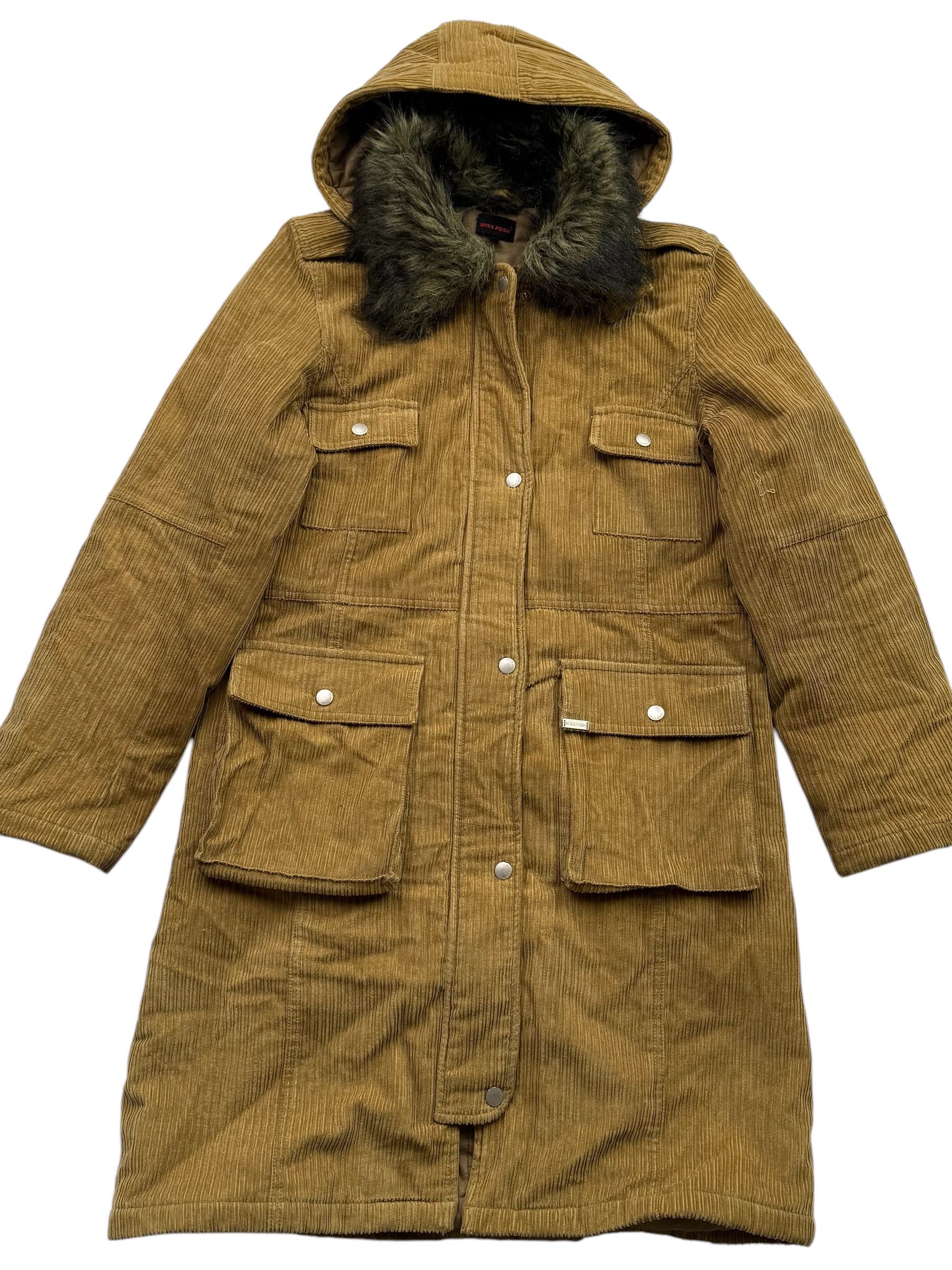 Vintage Vintage Corduroy Coat With Faux Fur Neck W87(V9) Size L / US 10 / IT 46 - 2 Thumbnail