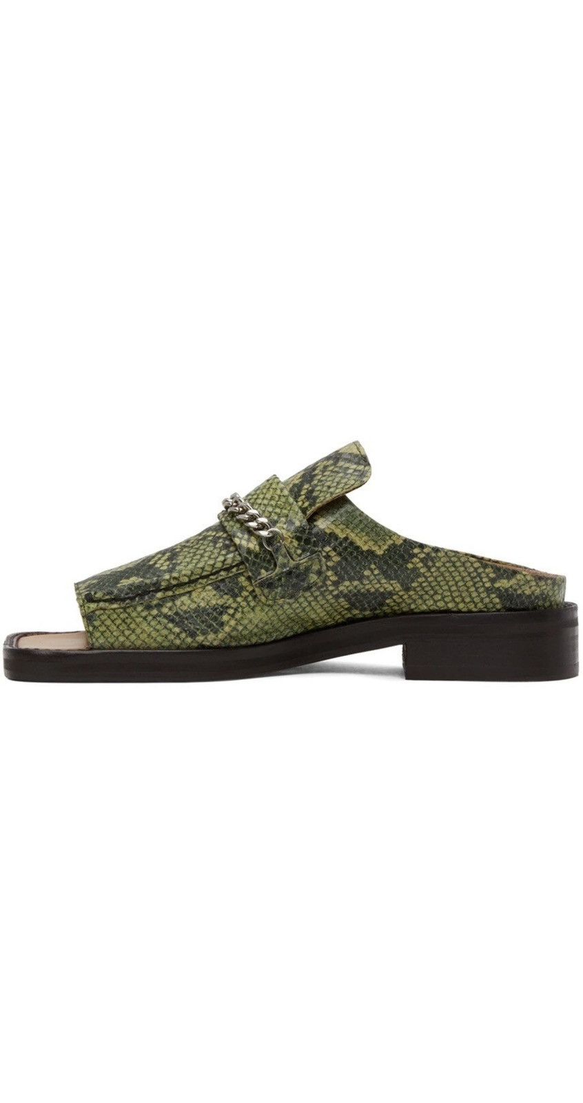 Martine Rose New Rare Open Square Toe Green Snakeskin Slip On Loafer Mule Size US 9 / EU 42 - 6 Thumbnail