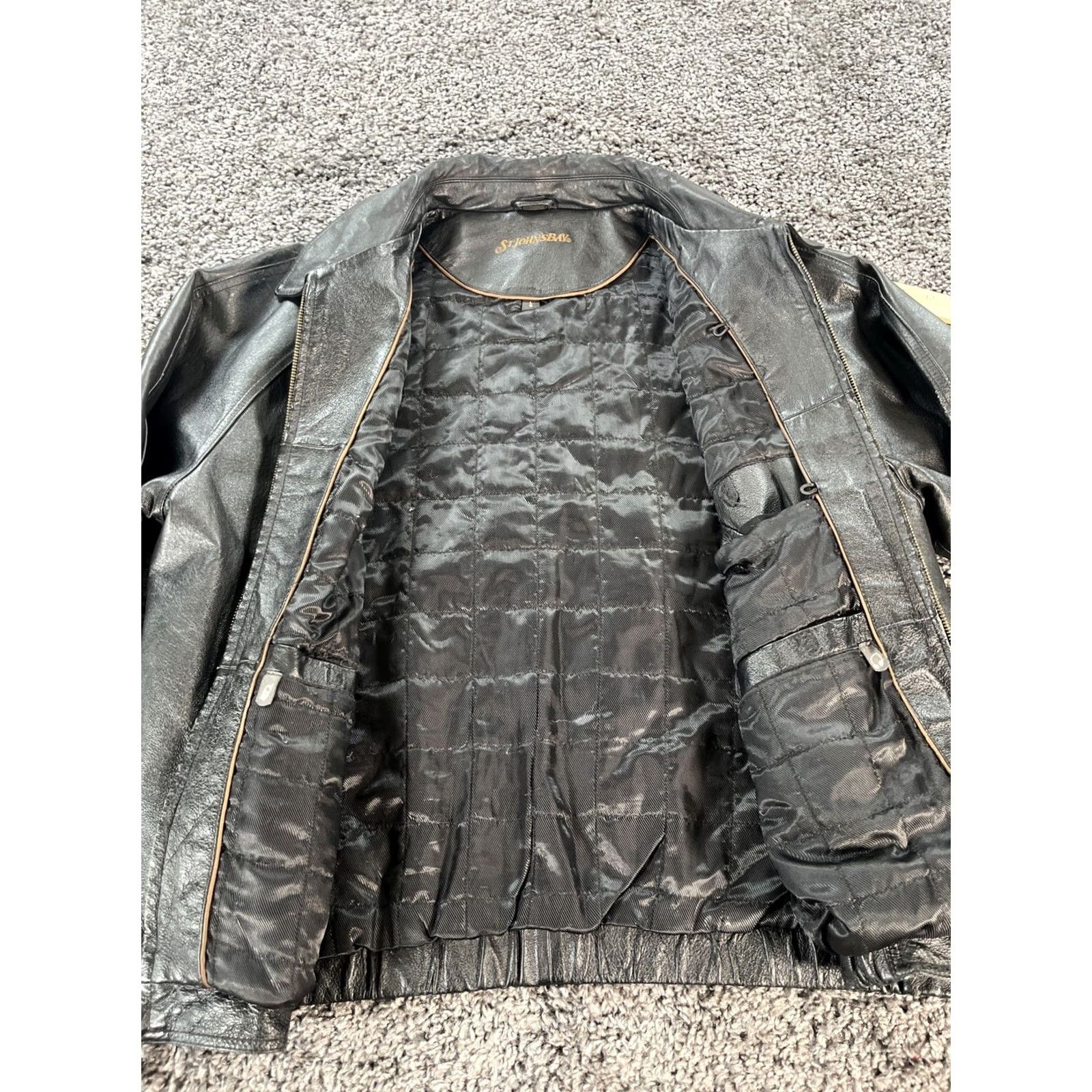Vintage VINTAGE St. Johns Bay Jacket Mens L Black Leather Biker Bomber Lined Y2K Casual Mens Size US L / EU 52-54 / 3 - 5 Thumbnail