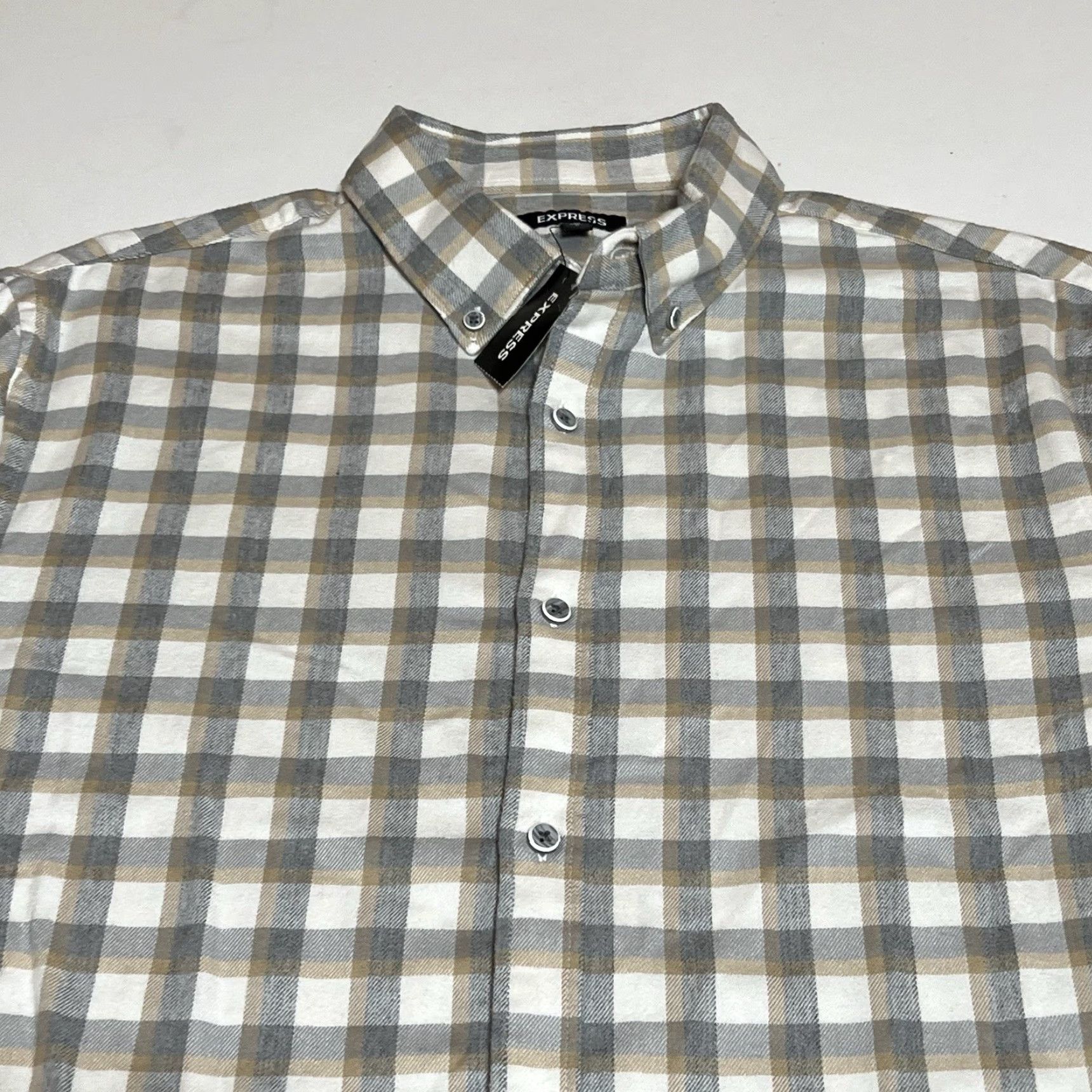 Express EXPRESS Shirt Long Sleeve Button-Down Plaid Casual Workwear Multicolor Cotton Blend Flannel L Size US L / EU 52-54 / 3 - 2 Thumbnail