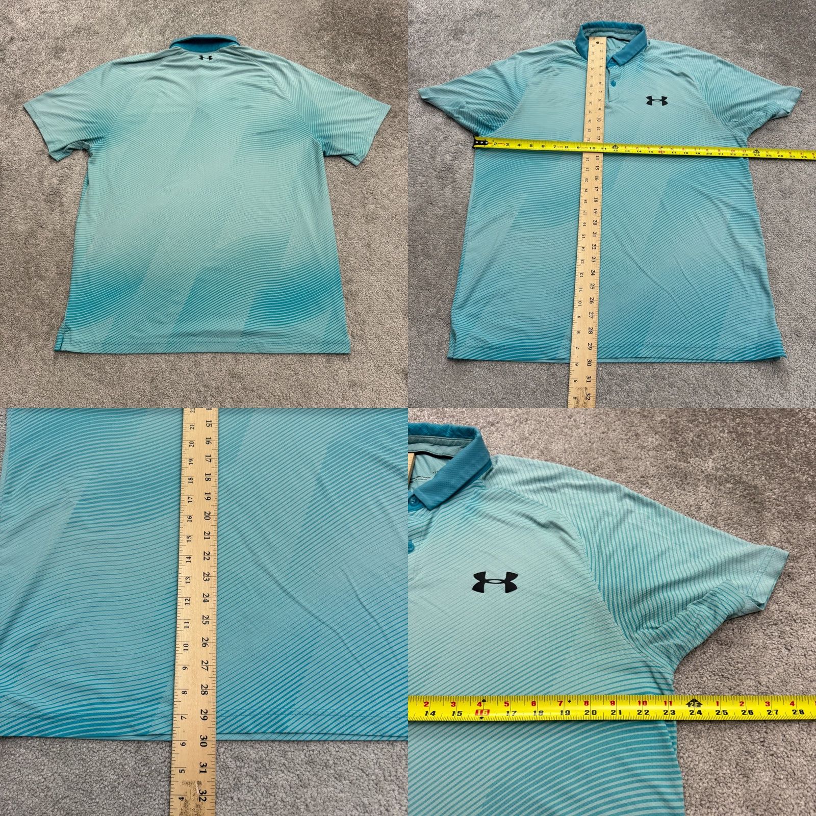 Under Armour Under Armour HeatGear Polo Shirt Mens L Blue Geometric Print Short Sleeve Polo Size US L / EU 52-54 / 3 - 8 Thumbnail