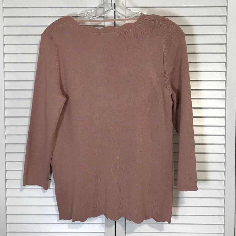 Other Cable & Gauge Mauve Scalloped Neckline ¾ Sleeve Sweater M Size M / US 6-8 / IT 42-44 - 2 Thumbnail