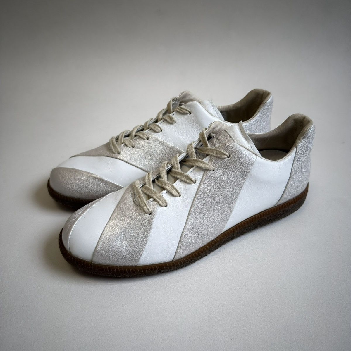 Maison Margiela S/S 10 Silver/White Striped GAT Sneakers Size US 9 / EU 42 - 3 Thumbnail