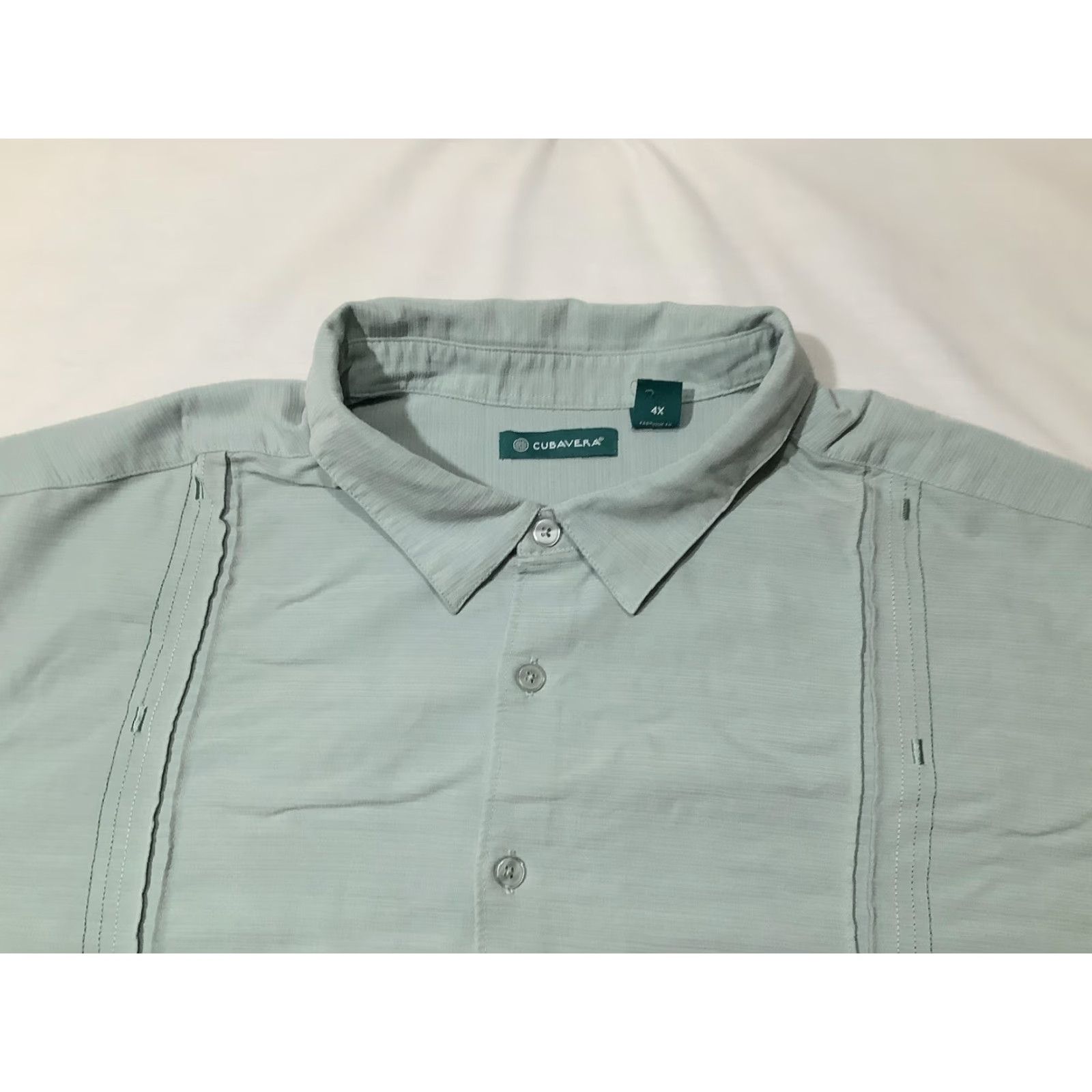 Cubavera Cubavera Shirt Mens 4XL Green Pleated Short Sleeve Button Front Rayon Casual Size US XXL / EU 58 / 5 - 2 Thumbnail