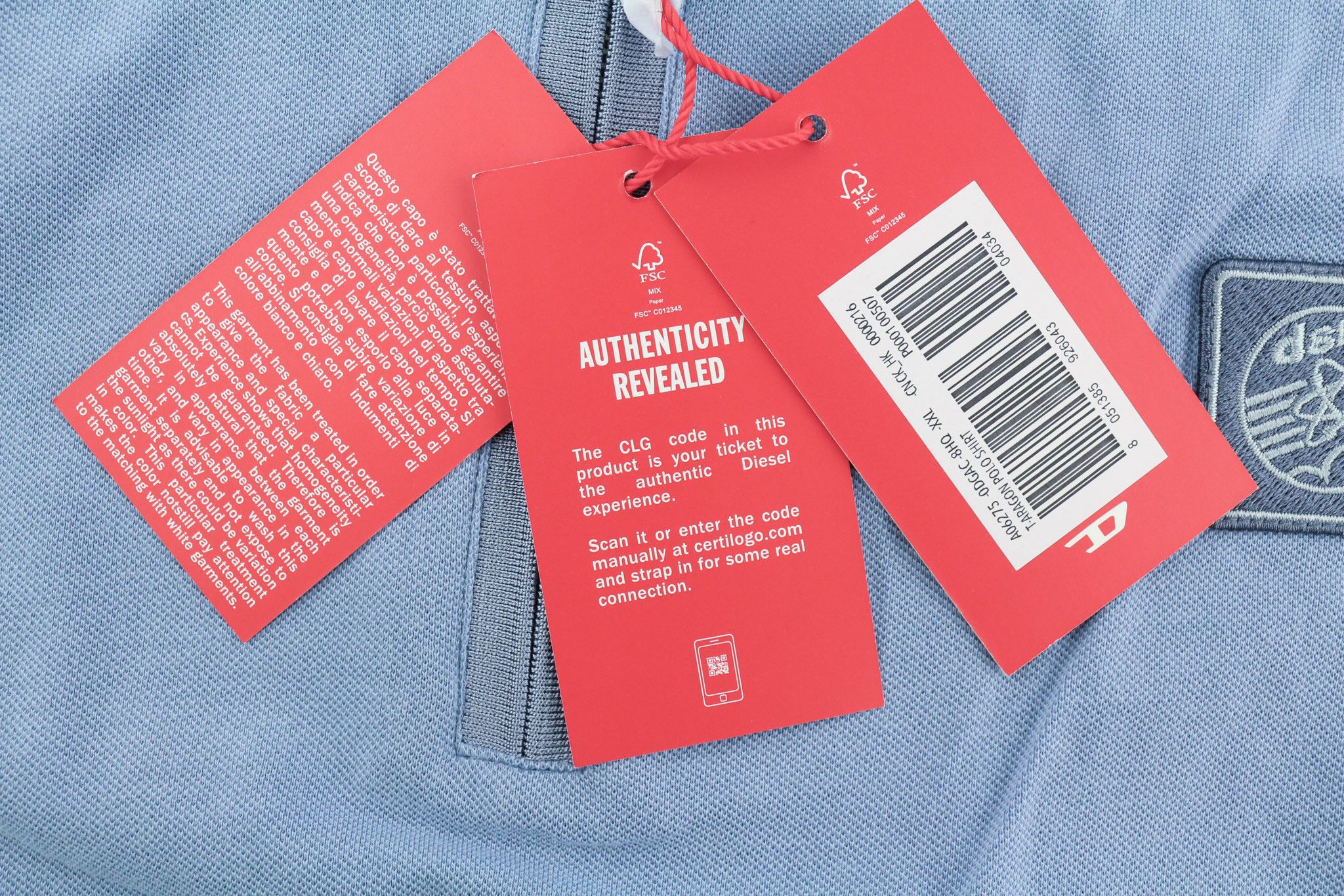 Diesel T-ARAGON 2XL Polo Half Zip Logo Blue Tee 40287 Size US XXL / EU 58 / 5 - 8 Thumbnail