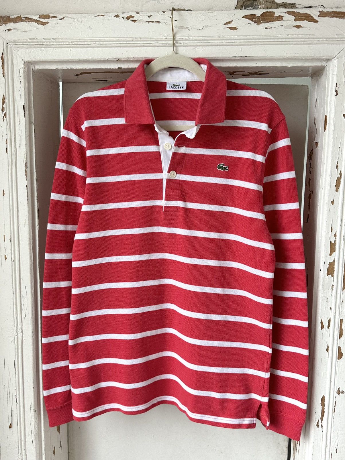 Lacoste Vintage Lacoste Stripped Long Sleeve Polo Size US M / EU 48-50 / 2 - 1 Thumbnail