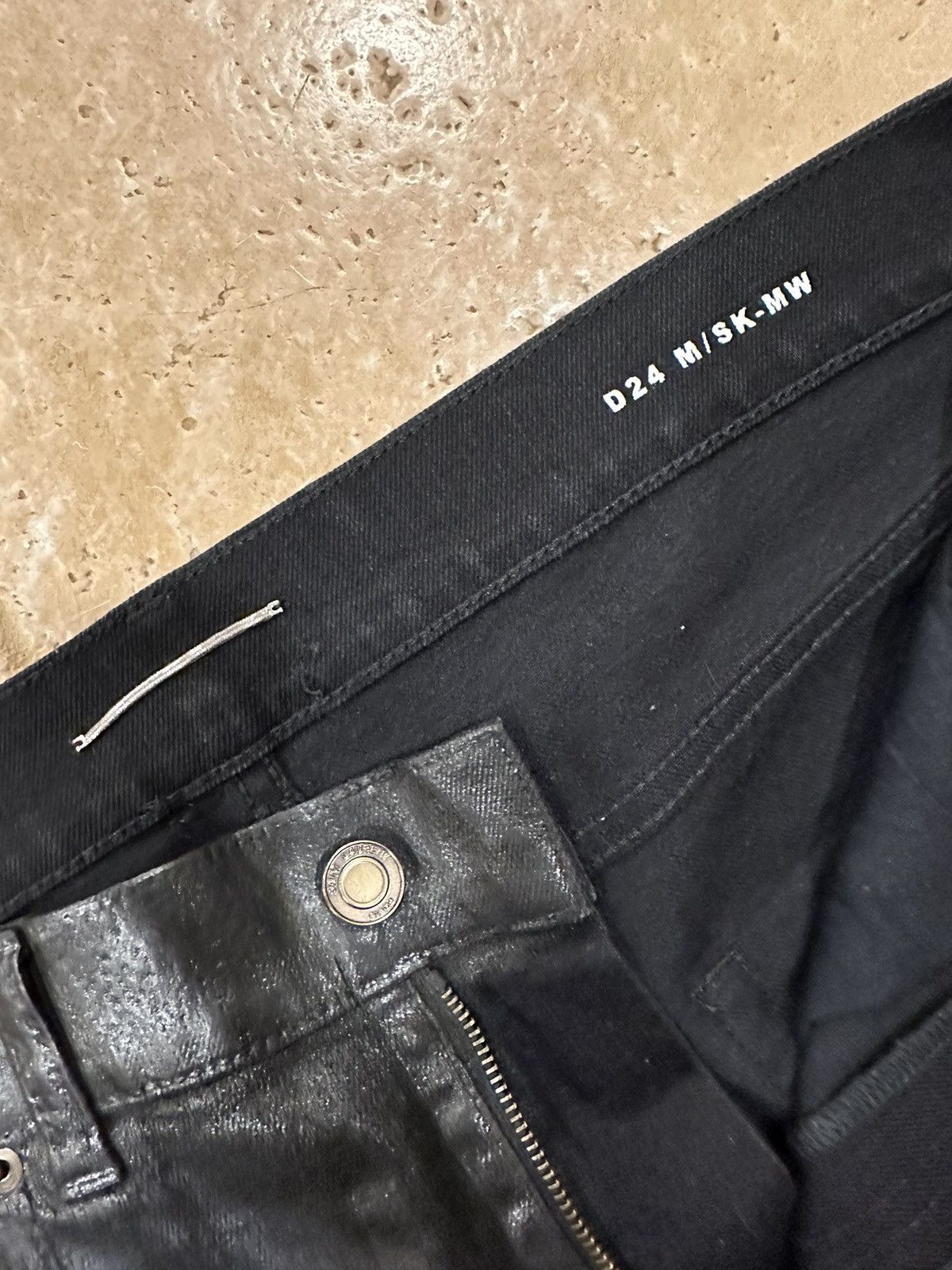 Anthony Vaccarello Saint Laurent Paris 2020 D24 Oil Coated Black Denim Size US 33 - 6 Thumbnail