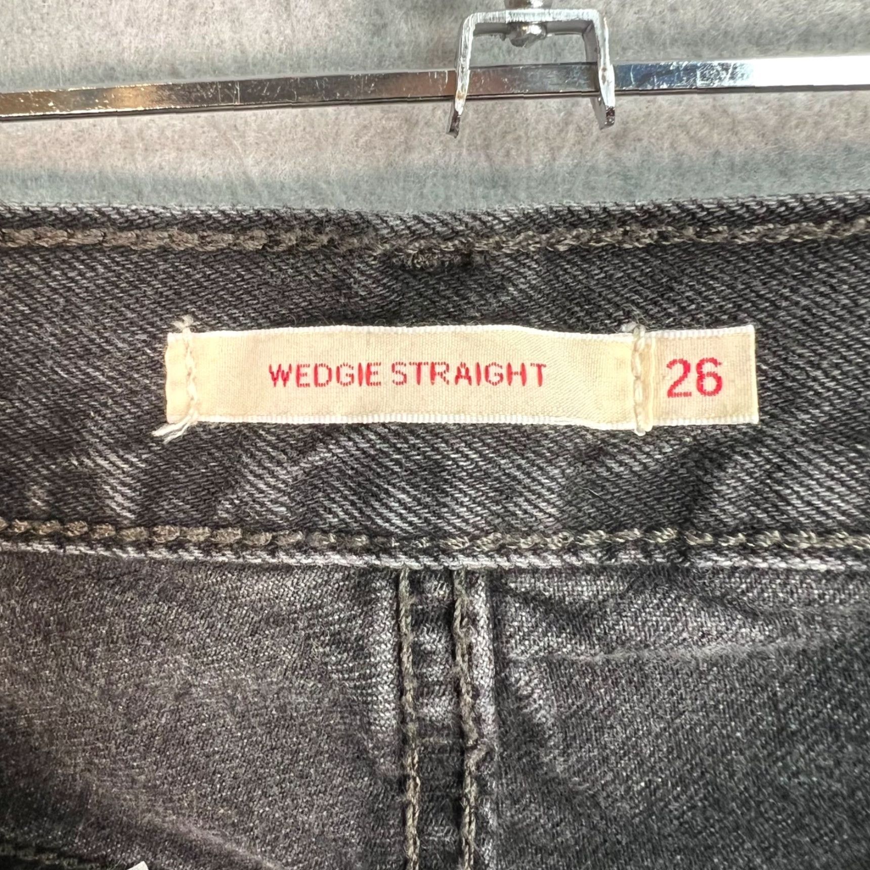 Levi's Levi's Womens Wedgie Straight Jeans Black Distressed 26 Classic Denim High Rise Adult Womens Next Day Ships Size 26" / US 2 / IT 38 - 3 Thumbnail