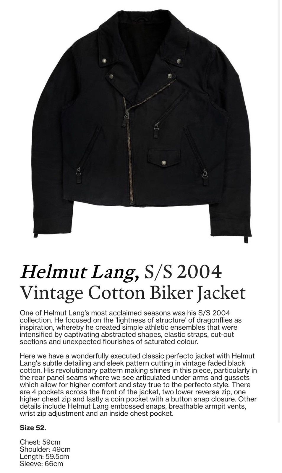 Helmut Lang Helmut Lang Cotton Canvas Biker size 52 Size US L / EU 52-54 / 3 - 17 Thumbnail