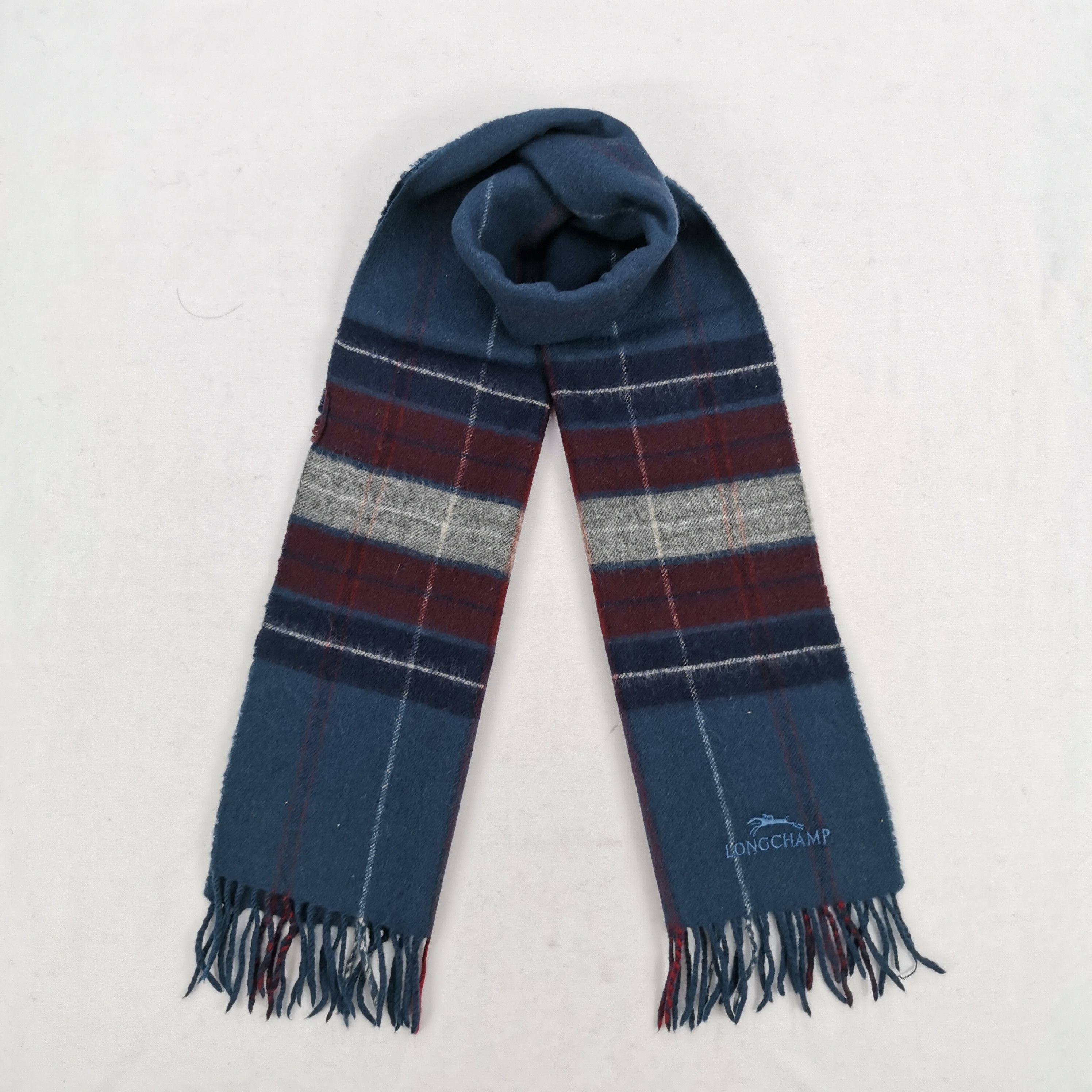Vintage Longchamp Wool Scarf Muffler Cashmere Scarves