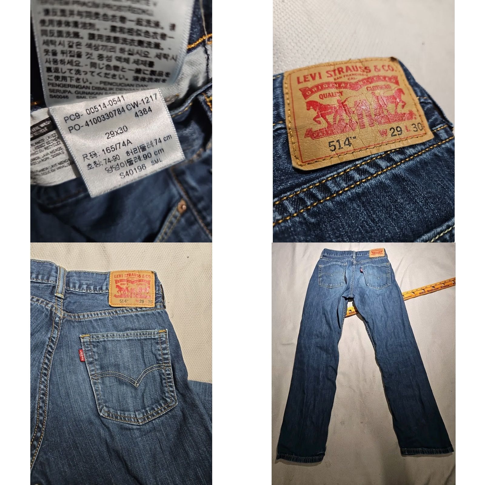 Levi's Levis 514 Jeans Mens US Size 29x30 Blue Straight Medium Wash Denim Pants Jeans Size US 29 - 9 Thumbnail
