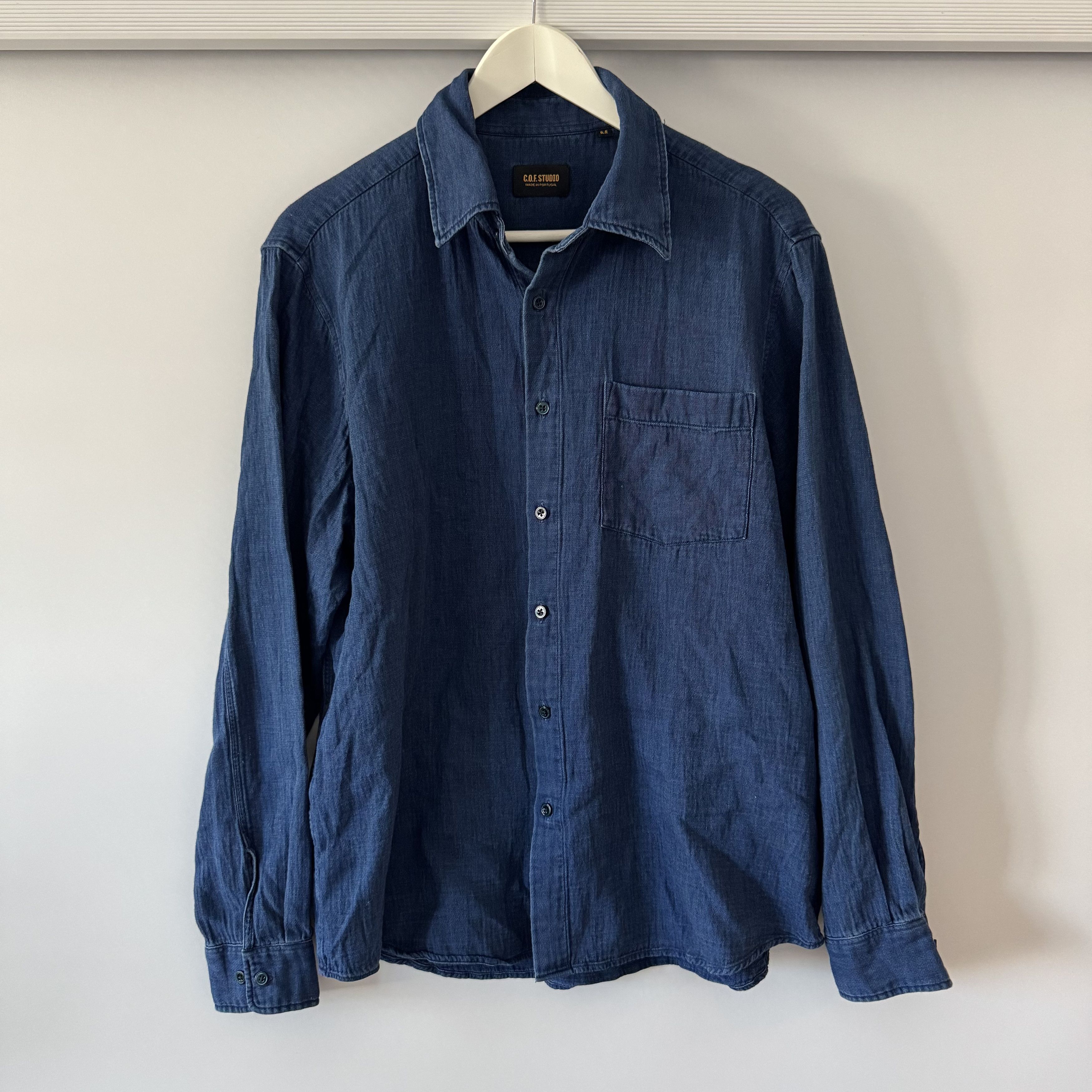 C.O.F. Studio Men's C.O.F Studio Denim Cotton Blue Shirt Size M Size US M / EU 48-50 / 2 - 1 Thumbnail