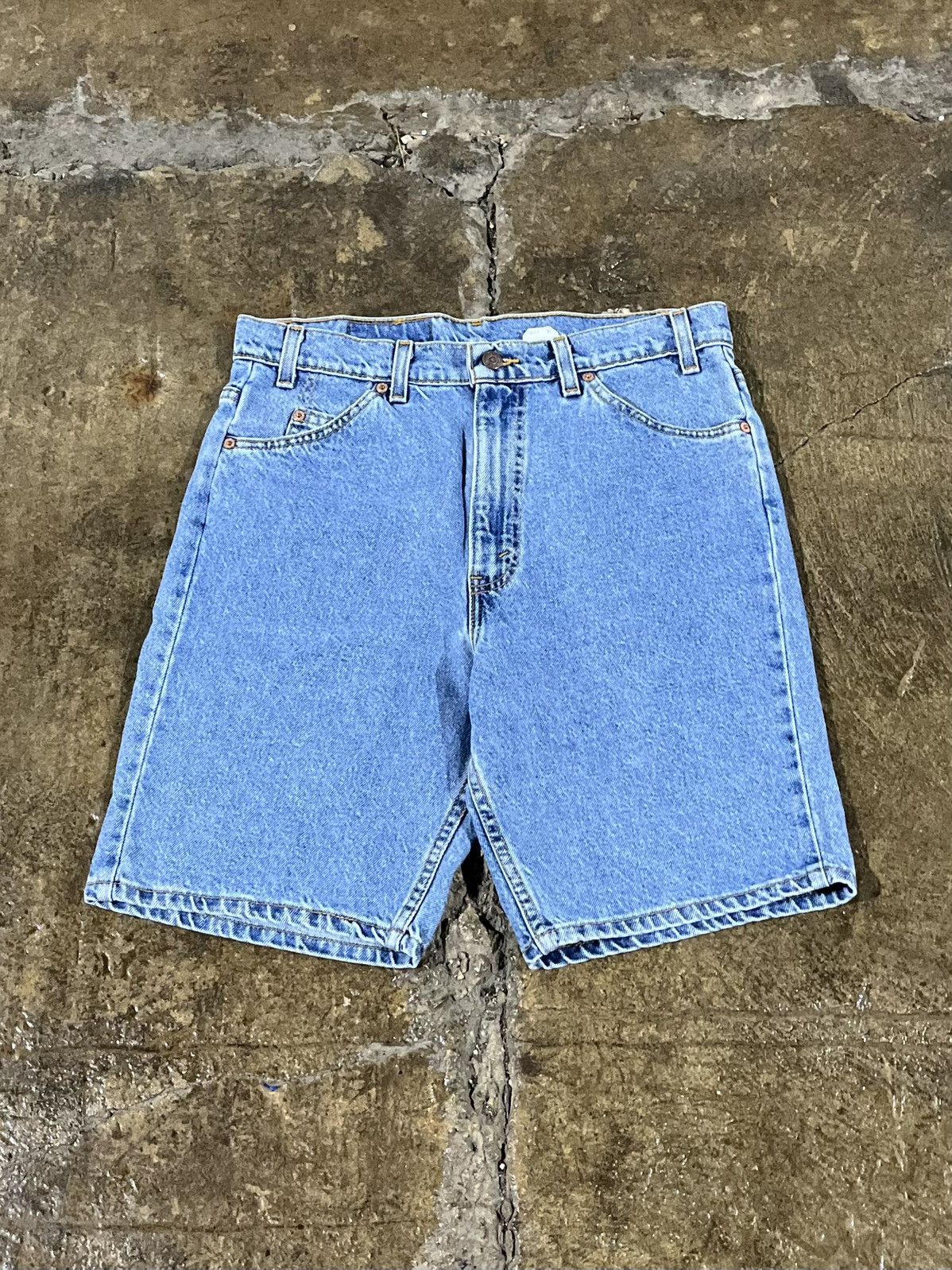 Levi's × Vintage Crazy Vintage 90s Levi's 505 Orange Tab Jorts Faded Skater Size US 33 - 2 Thumbnail