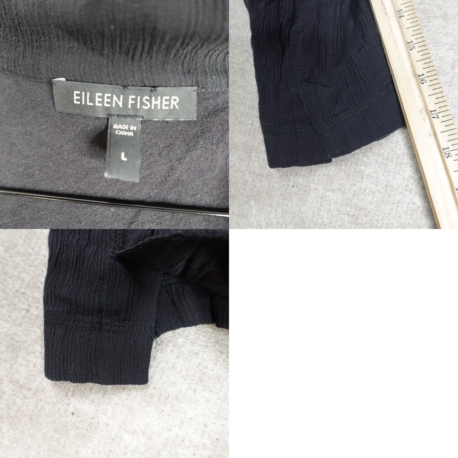 Eileen Fisher Eileen Fisher Jacket Black Blazer Silk 3/4 Sleeves Large Size L / US 10 / IT 46 - 8 Thumbnail