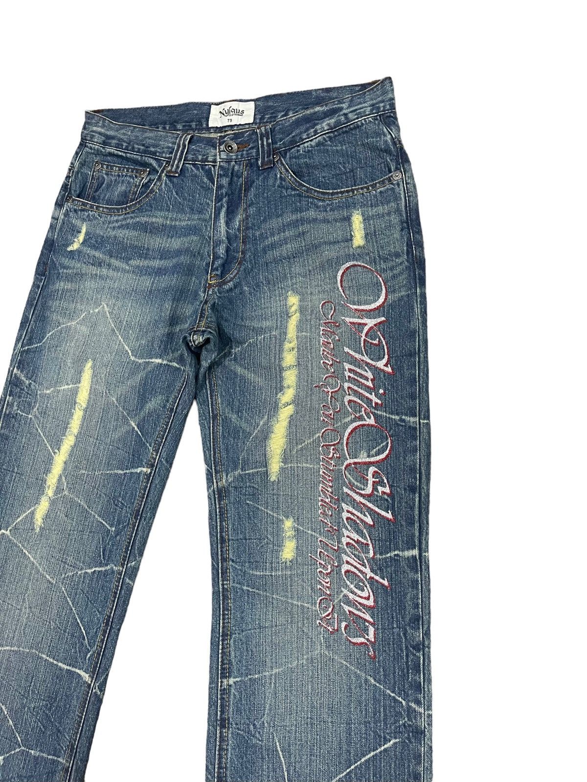 Japanese Brand × Vintage Rare ! Vintage Nylaus Clothing Distressed Flared Jeans Size US 31 - 9 Thumbnail