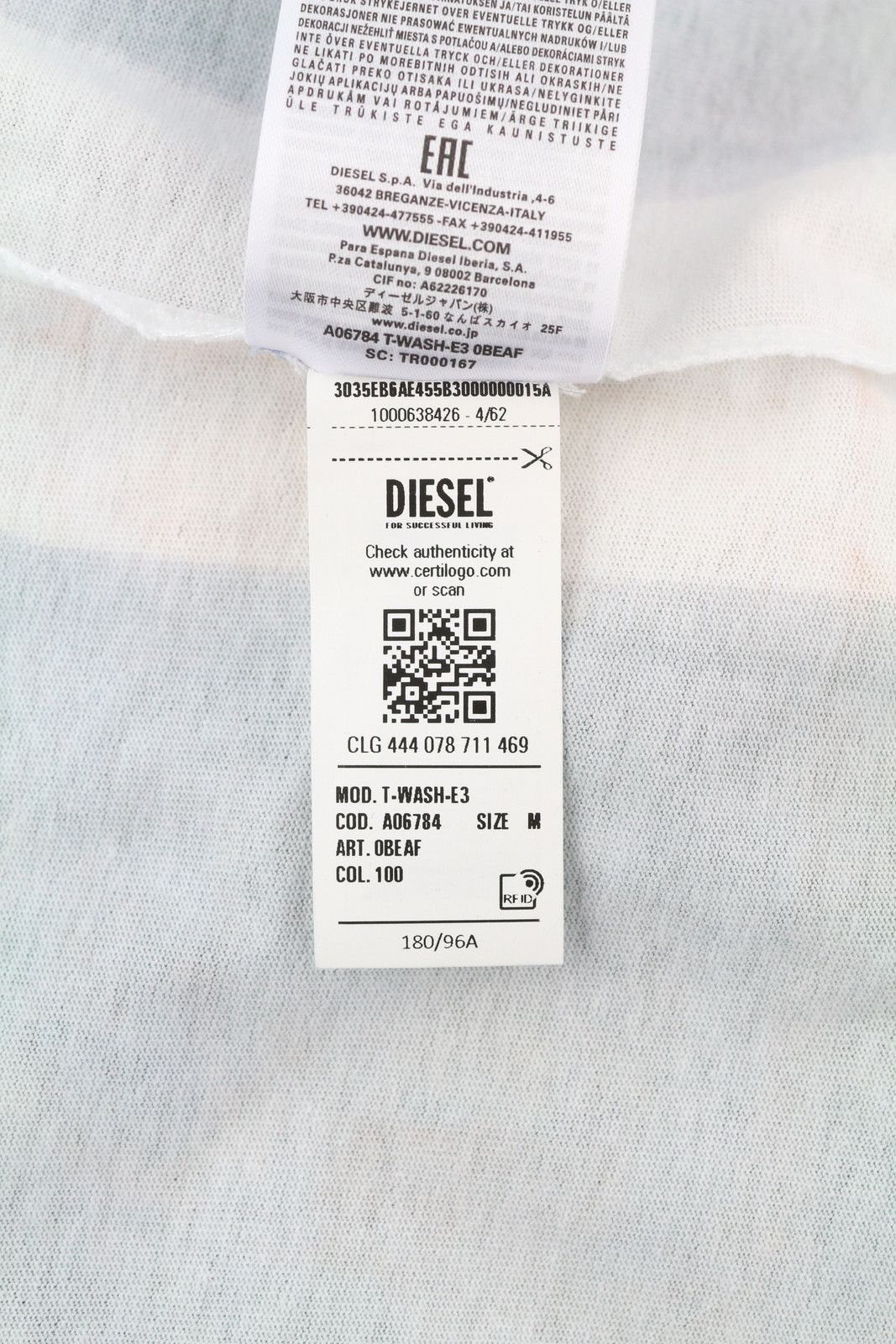 Diesel T-WASH-E3 M White Short Sleeve Crew Tricot Stretch 85116 Size US M / EU 48-50 / 2 - 8 Thumbnail