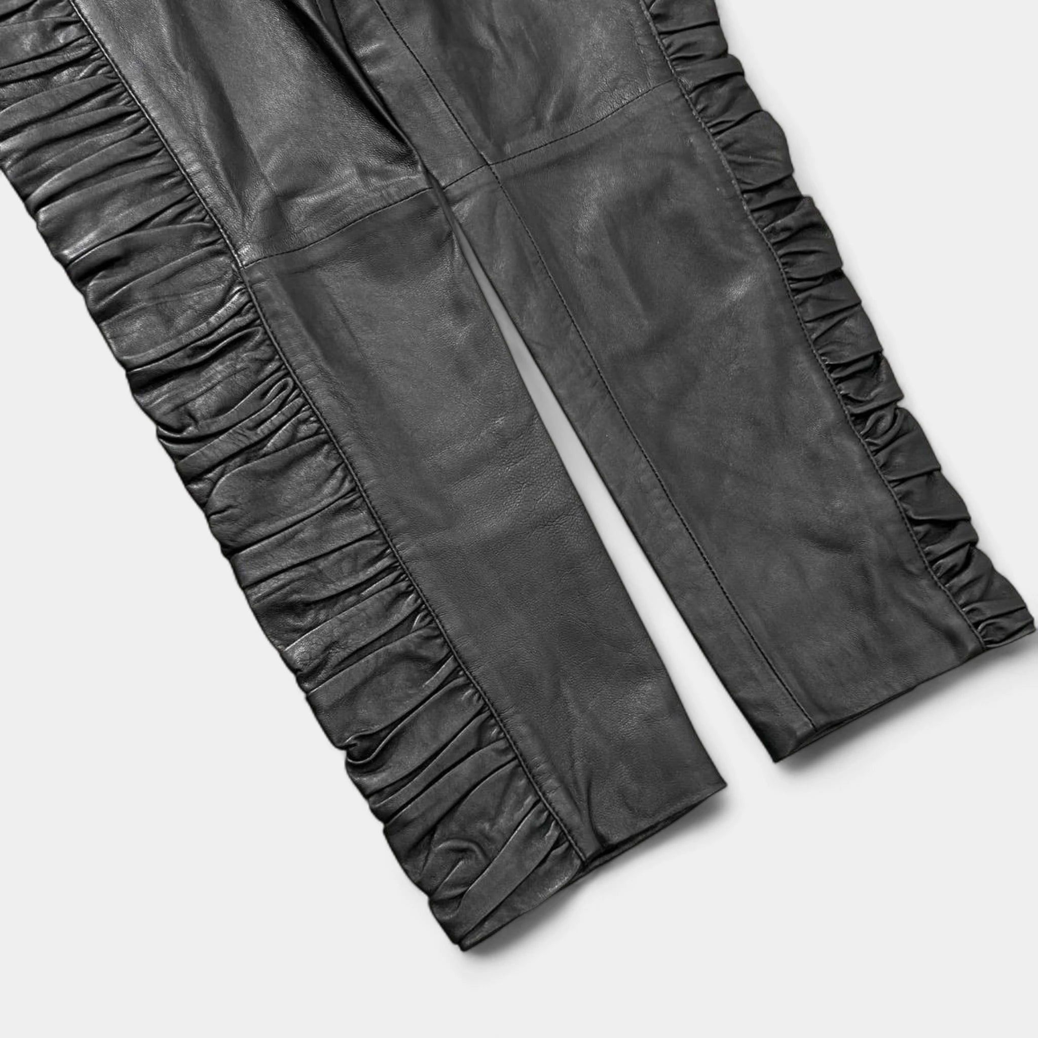Dolce & Gabbana Dolce & Gabbana Wrinkled Black Leather Pants Size 28" / US 6 / IT 42 - 3 Thumbnail