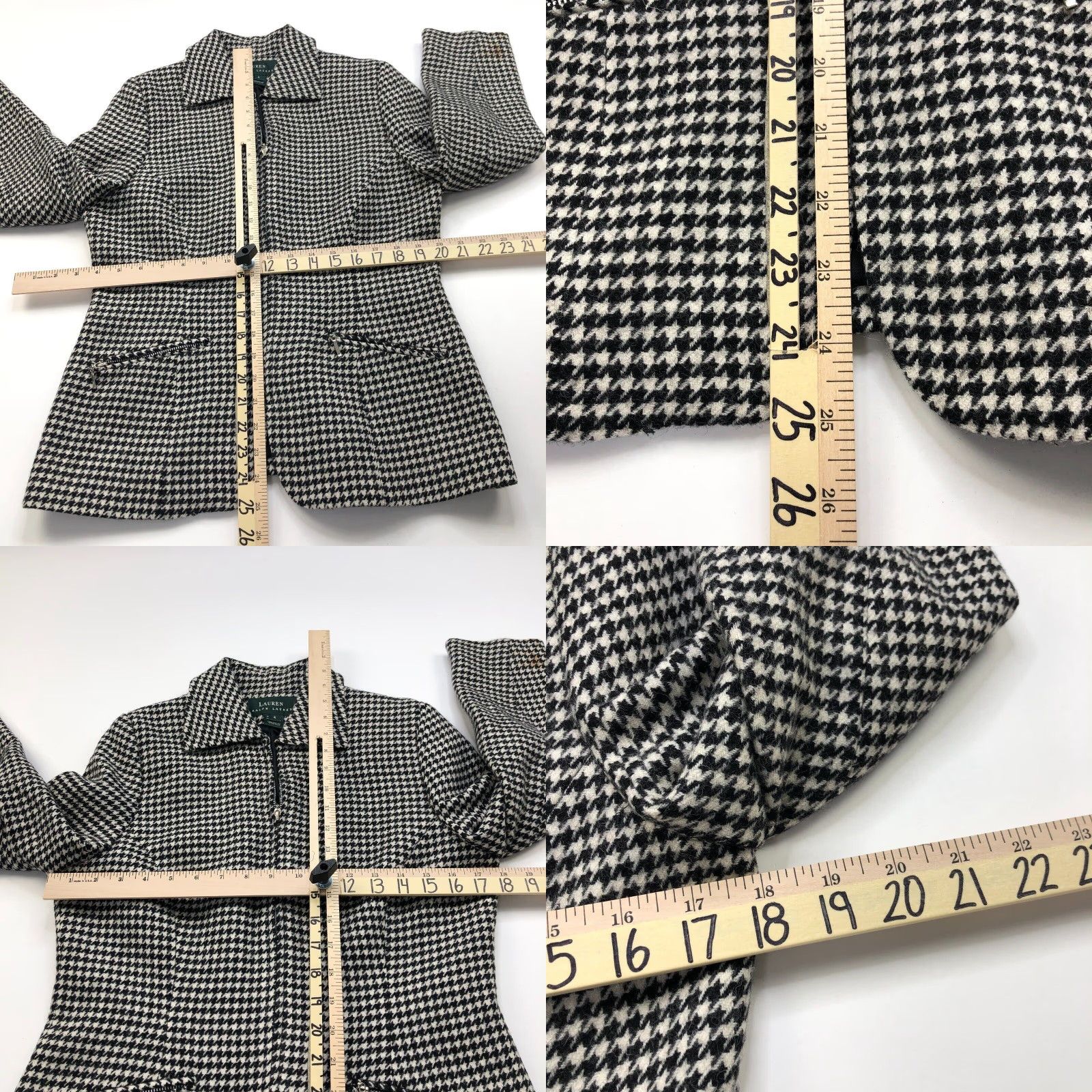 Ralph Lauren Lauren Ralph Lauren Blazer 4 Full Zip Houndstooth Wool Knit Women Jacket Black White READ Size S / US 4 / IT 40 - 9 Thumbnail