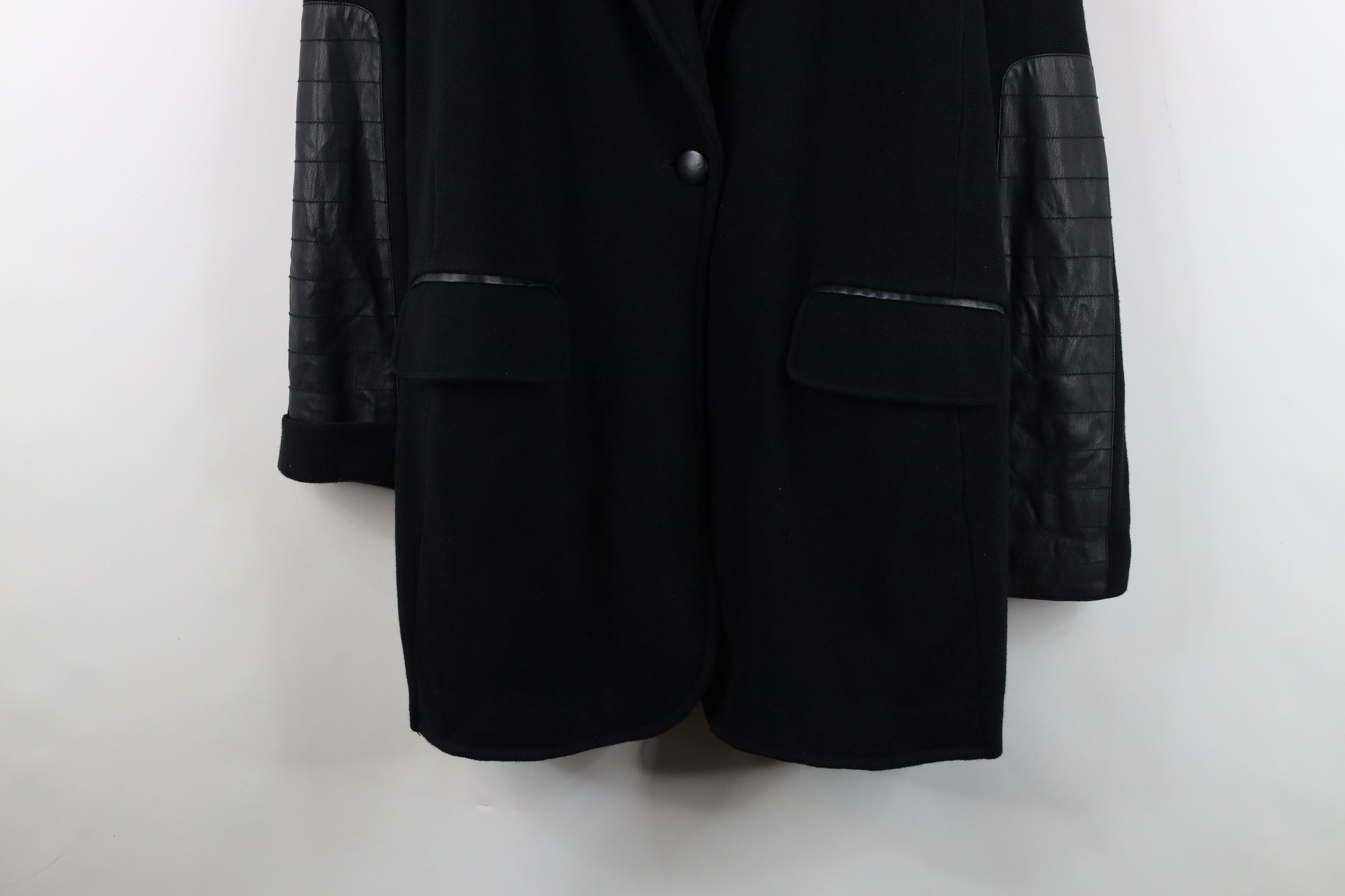 Ralph Lauren Vintage Ralph Lauren Faux Leather Trim Knit Blazer Jacket Size XL / US 12-14 / IT 48-50 - 3 Thumbnail
