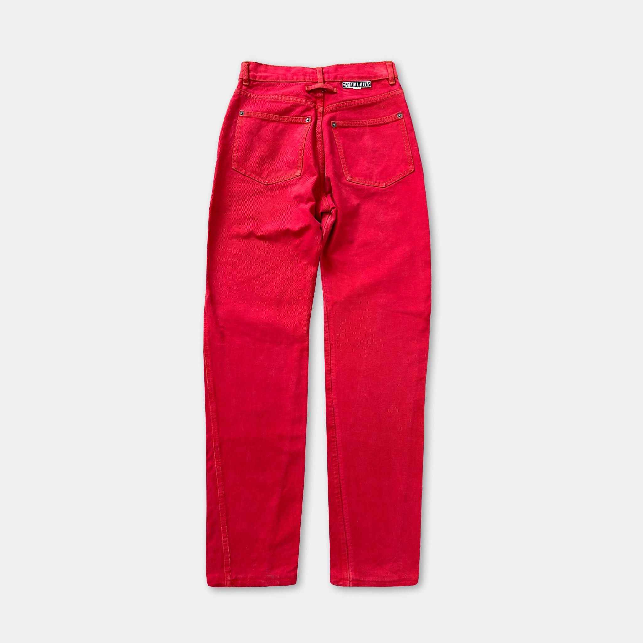 Jean Paul Gaultier Jean Paul Gaultier Red High Waisted Hand Print Jeans Size US 30 / EU 46 - 4 Thumbnail