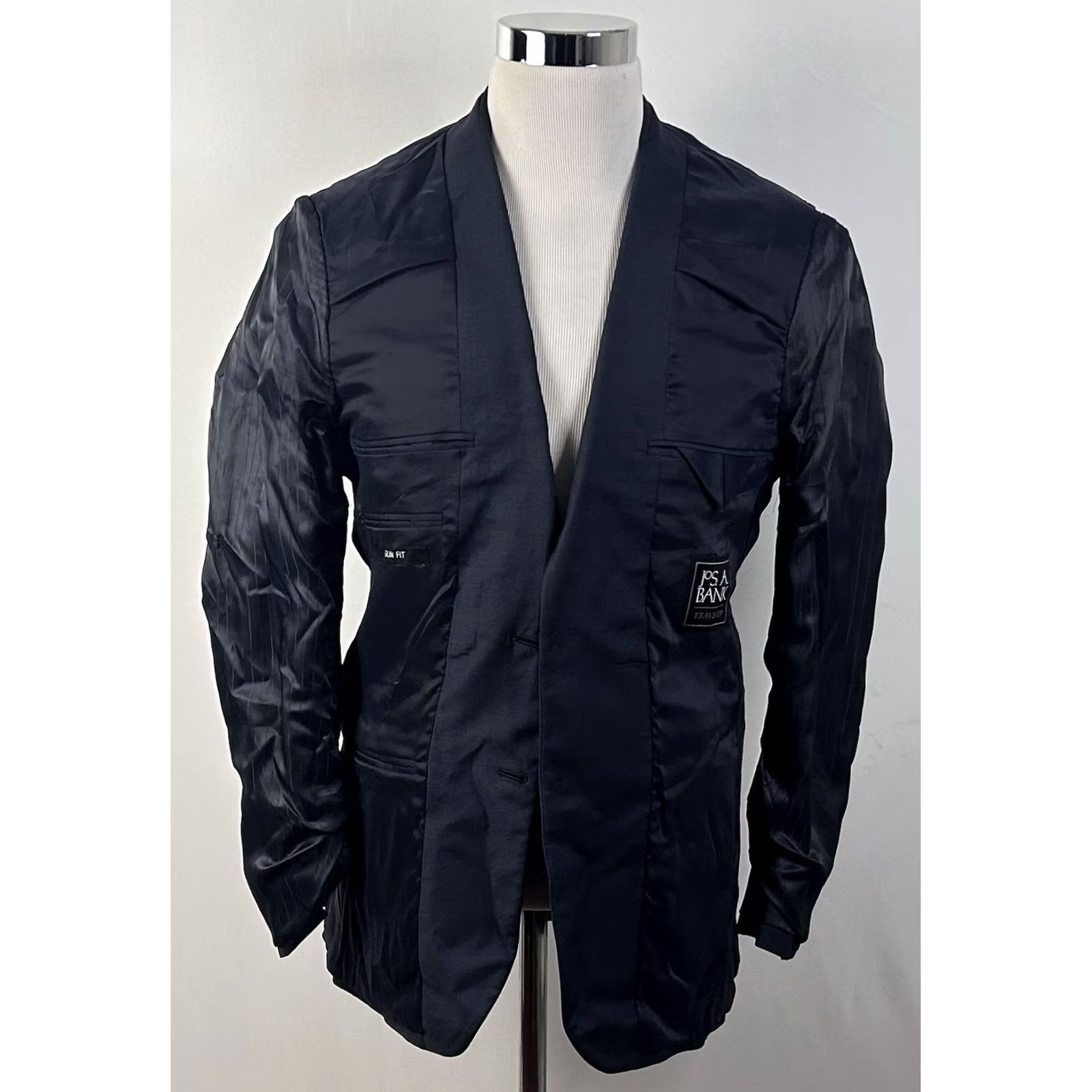 Jos. A. Bank Jos A Bank Sport Coat Dark Blue 40L Slim Fit Traveler Wool Two-Button Notch Lapel Mens Jacket Coat Regular Length Long Jacket Size US XS / EU 42 / 0 - 7 Thumbnail