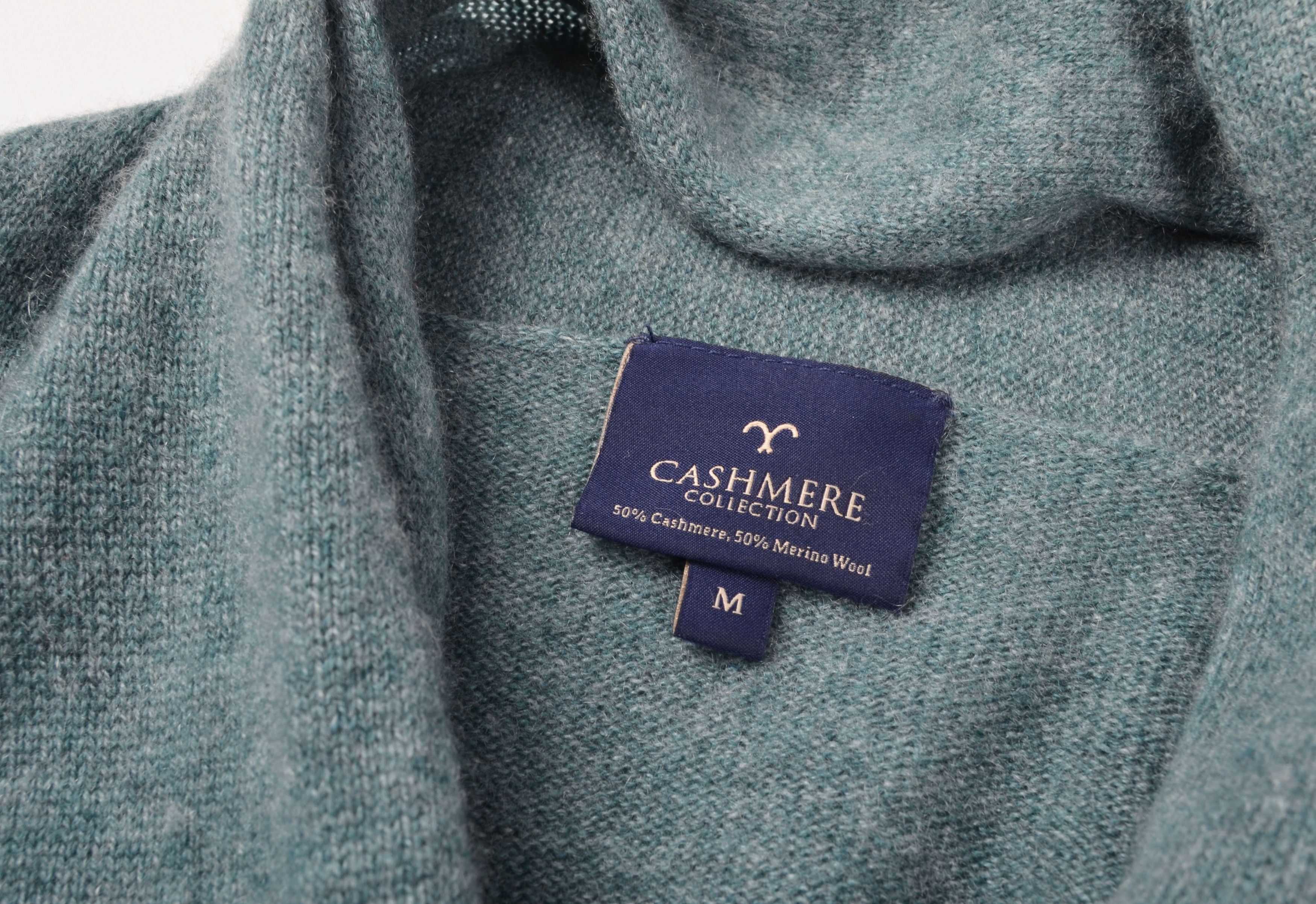 Vintage Cozy Cashmere Collection Teal Cashmere Merino Wool Cardigan Size M / US 6-8 / IT 42-44 - 9 Thumbnail