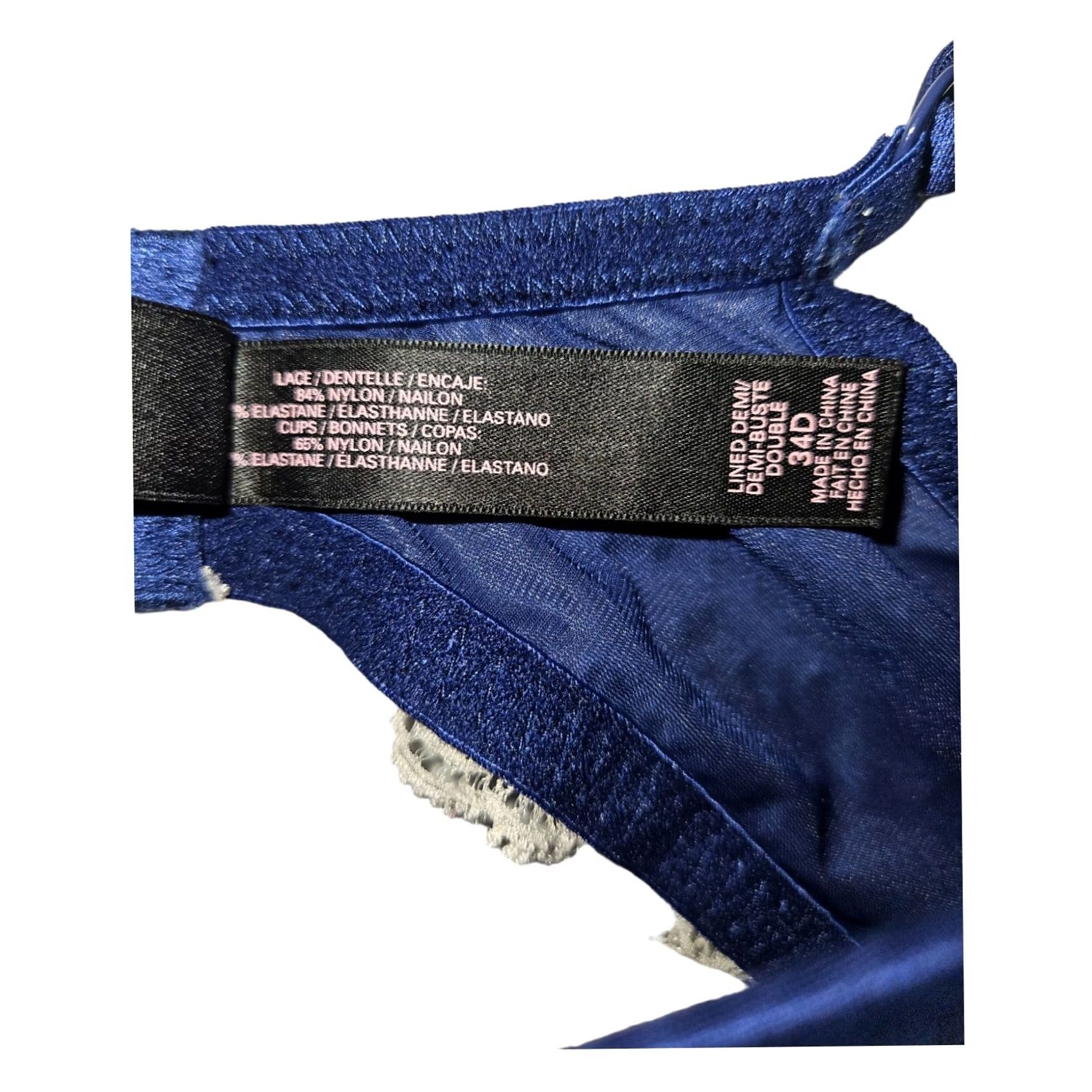 Victoria's Secret Victoria's Secret Bra Women's 34D Blue Lace Underwire Sequin Push Up Demi Cup Size ONE SIZE - 3 Thumbnail