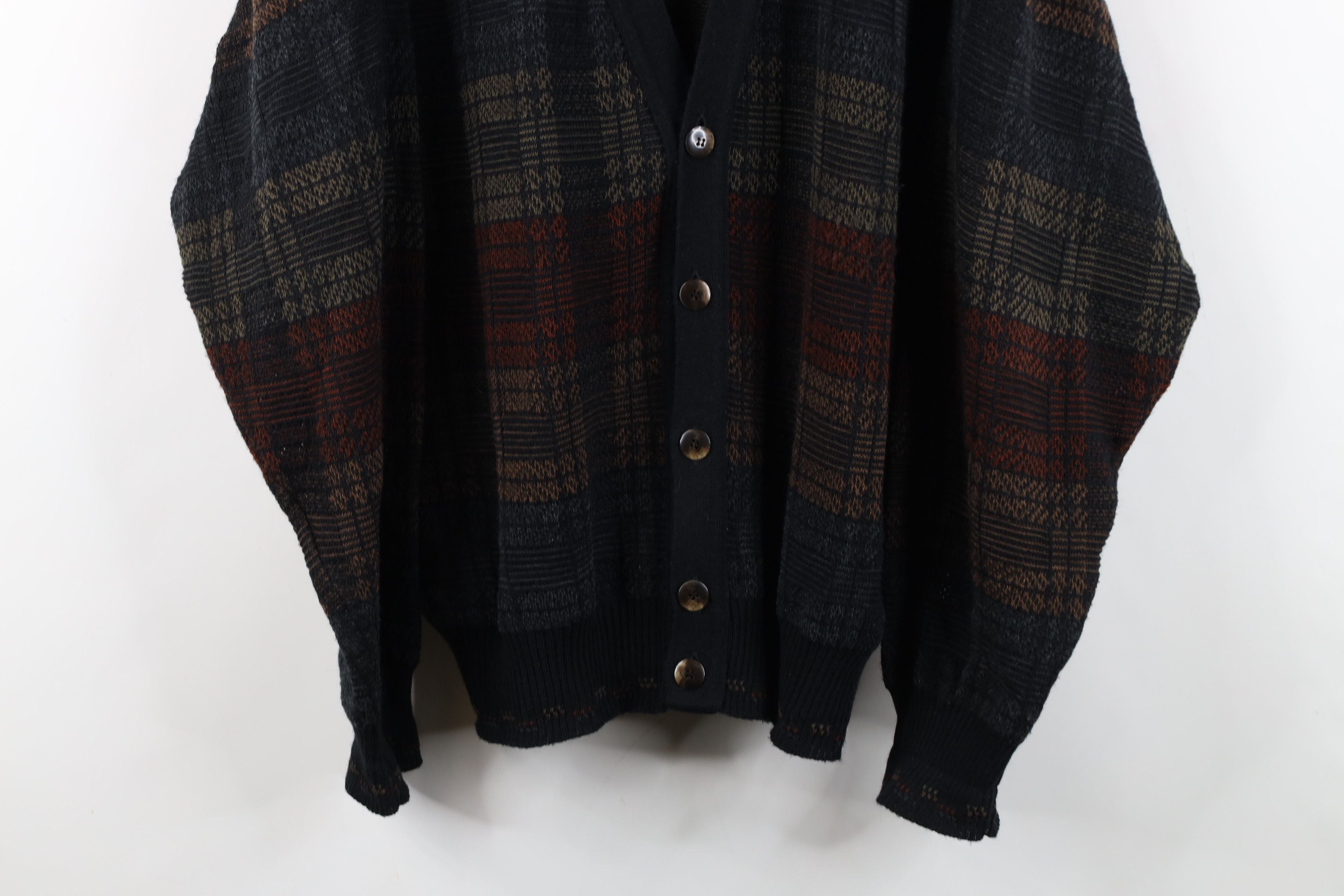 Vintage Vintage 90s Streetwear Wool Blend Cardigan Sweater Plaid Size US L / EU 52-54 / 3 - 3 Thumbnail
