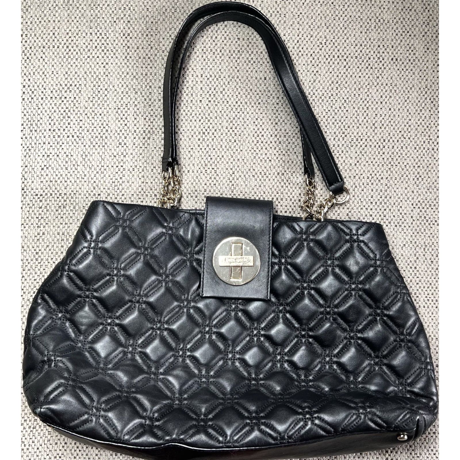Vintage KATE SPADE Astor Court Elena Quilted Purse Shoulder Hand Bag Leather Black | Kate Spade New York | Women | Medium | Black | Quilted | Shoulder Bag Size ONE SIZE - 2 Thumbnail