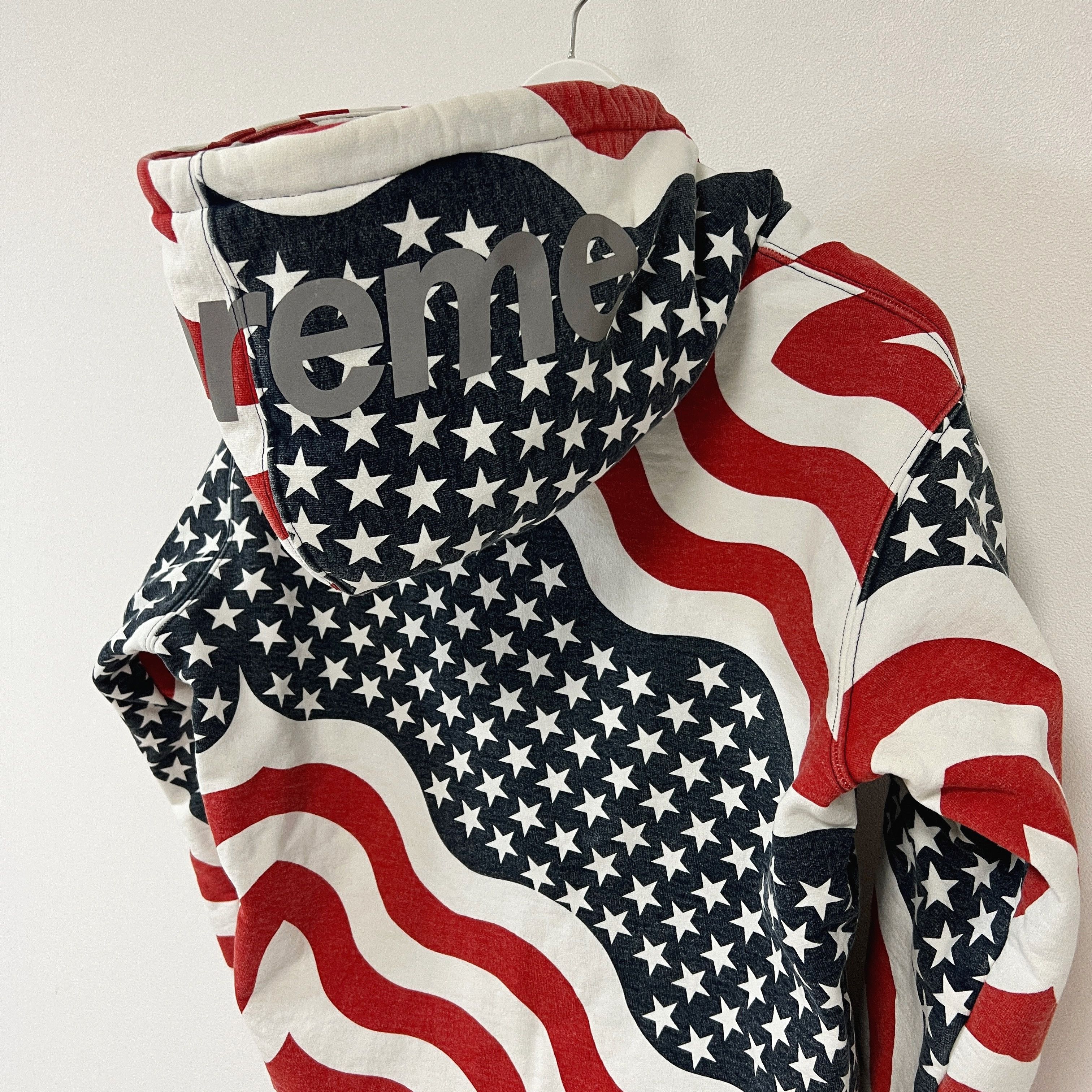 Supreme 14FW USA 3M Reflective Logo Thermal Zip Up Hoodie