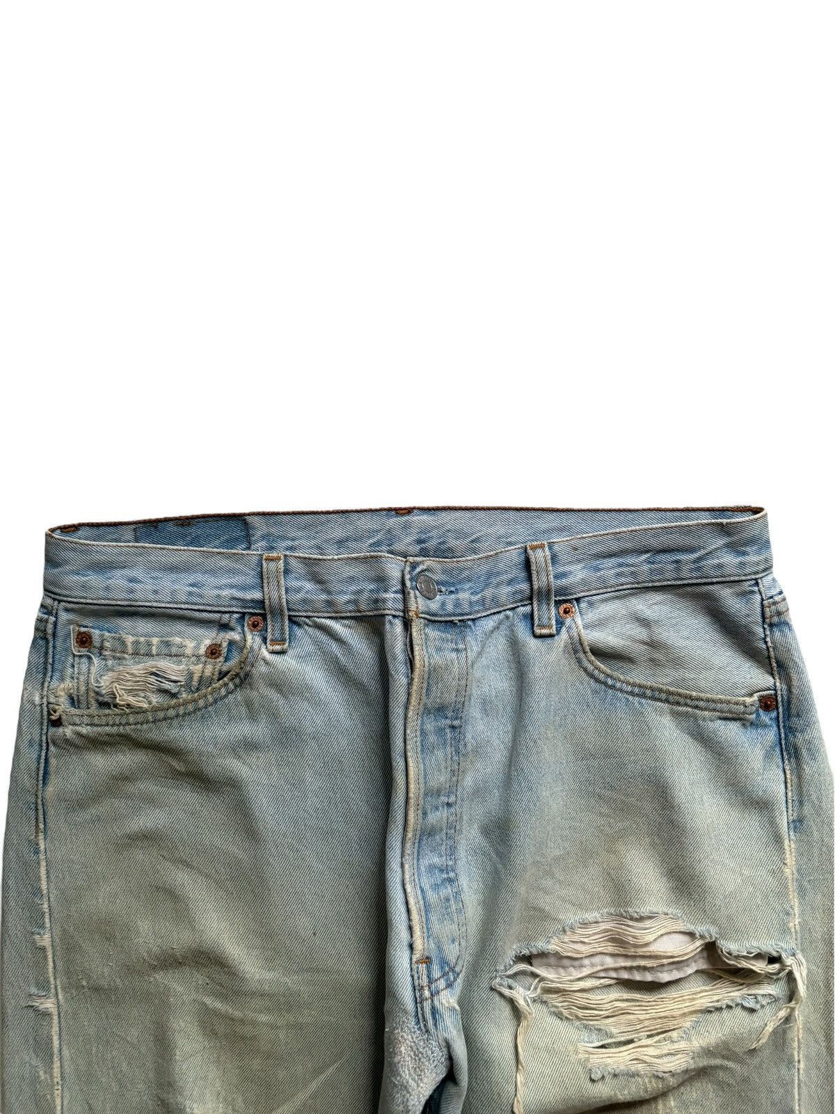 Levi's Vintage 90s Levis 501 Mud Wash Distress Ripped Loose Jeans Size US 35 - 4 Thumbnail